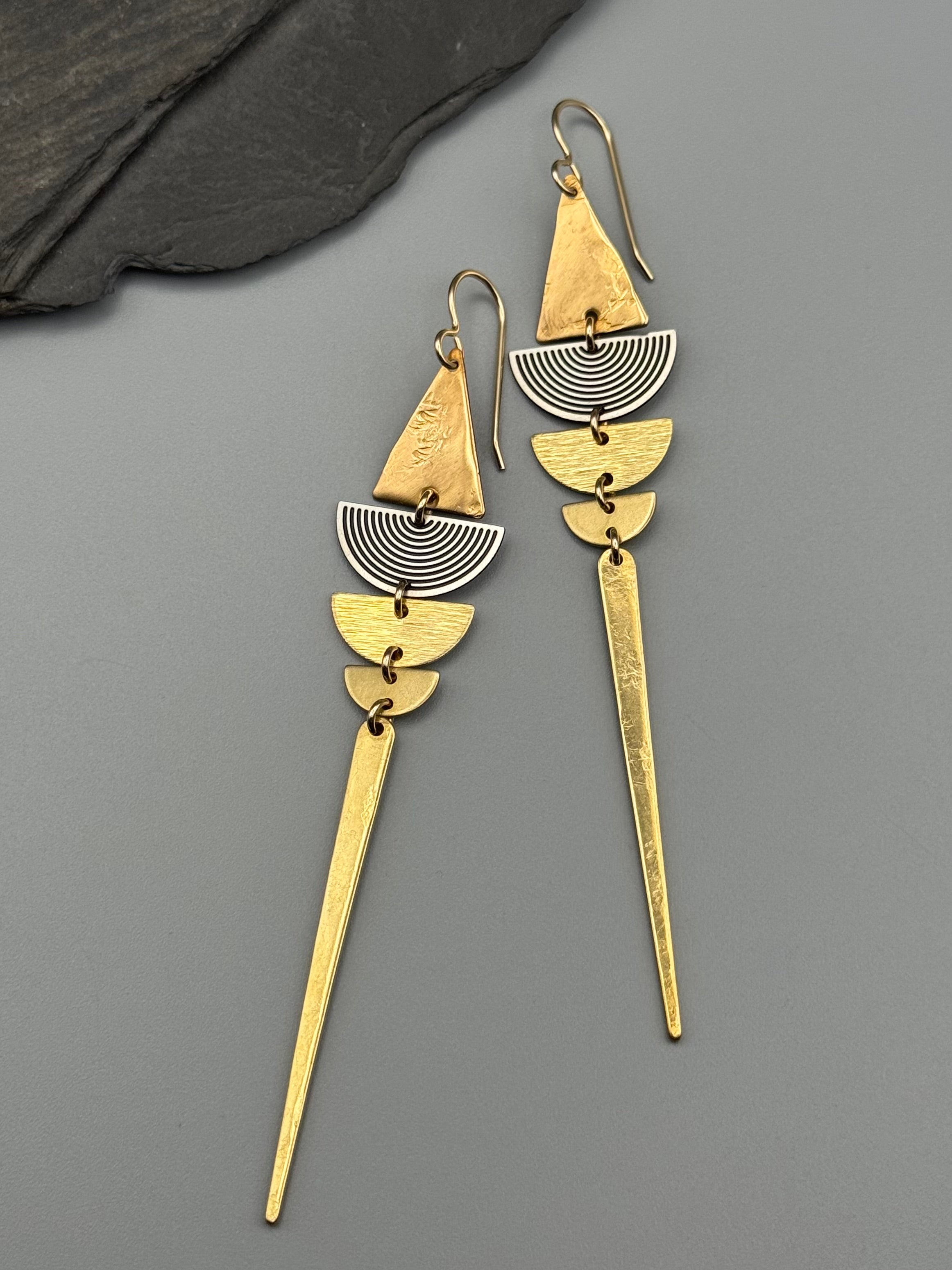 •SHAPE SHIFTER• mixed metal dangle earrings