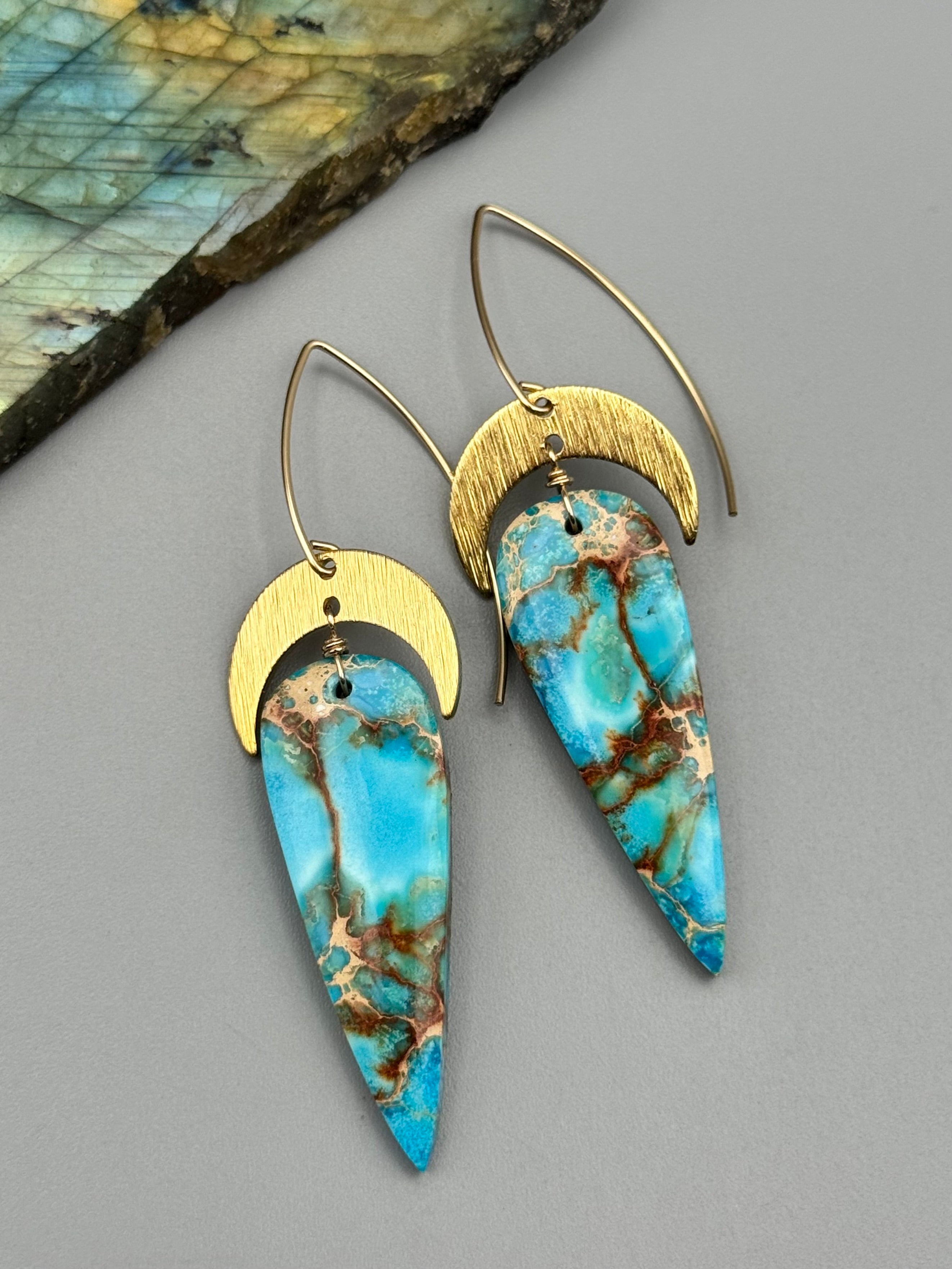 •NYXTRESS• madagascar jasper + gold earrings