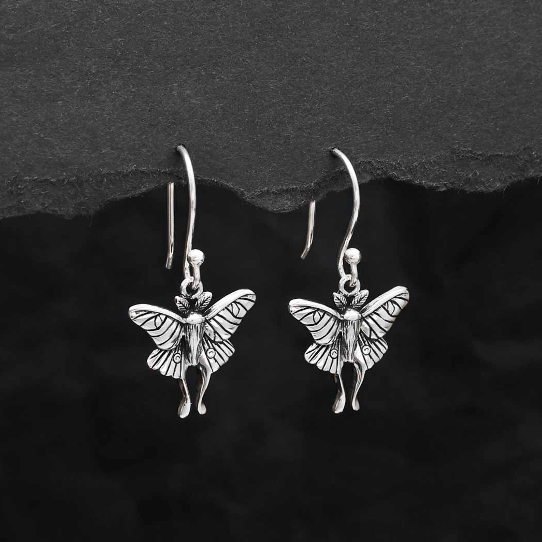 •LIL' LUNA MOTH• recycled silver dangle earrings