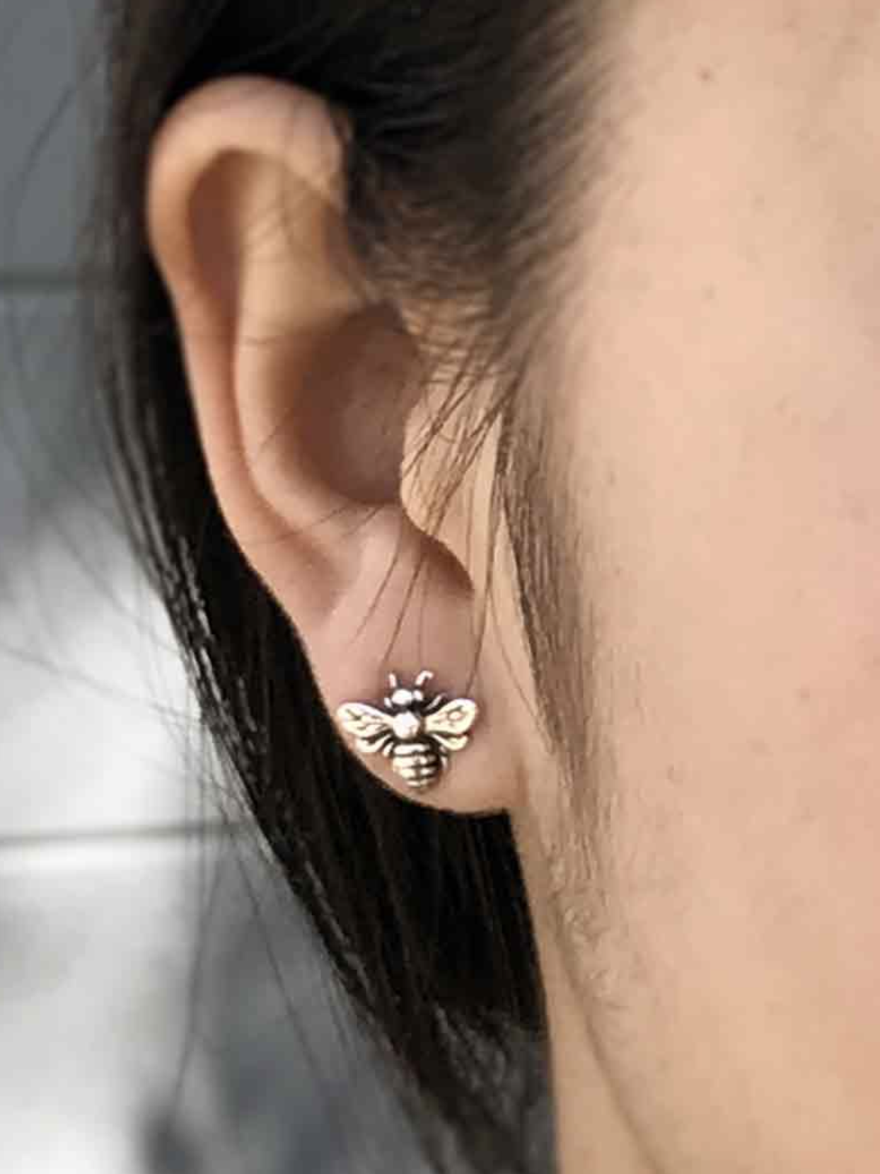 •HONEY BEE• recycled silver stud earrings