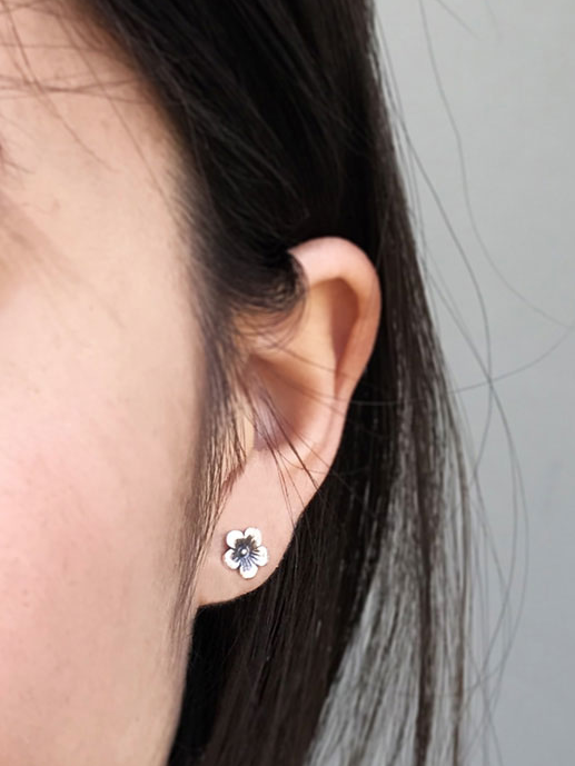 •CHERRY BLOSSOM• recycled silver stud earrings