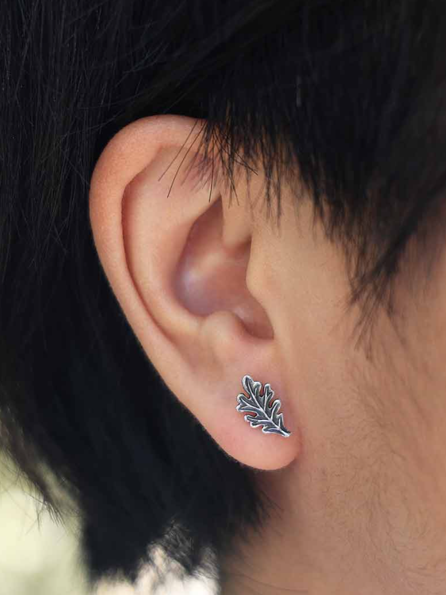 •OAK LEAF• recycled silver stud earrings