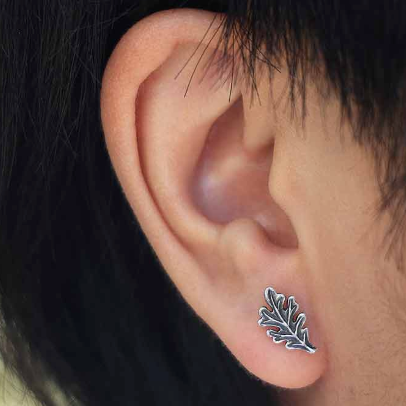 •OAK LEAF• recycled silver stud earrings