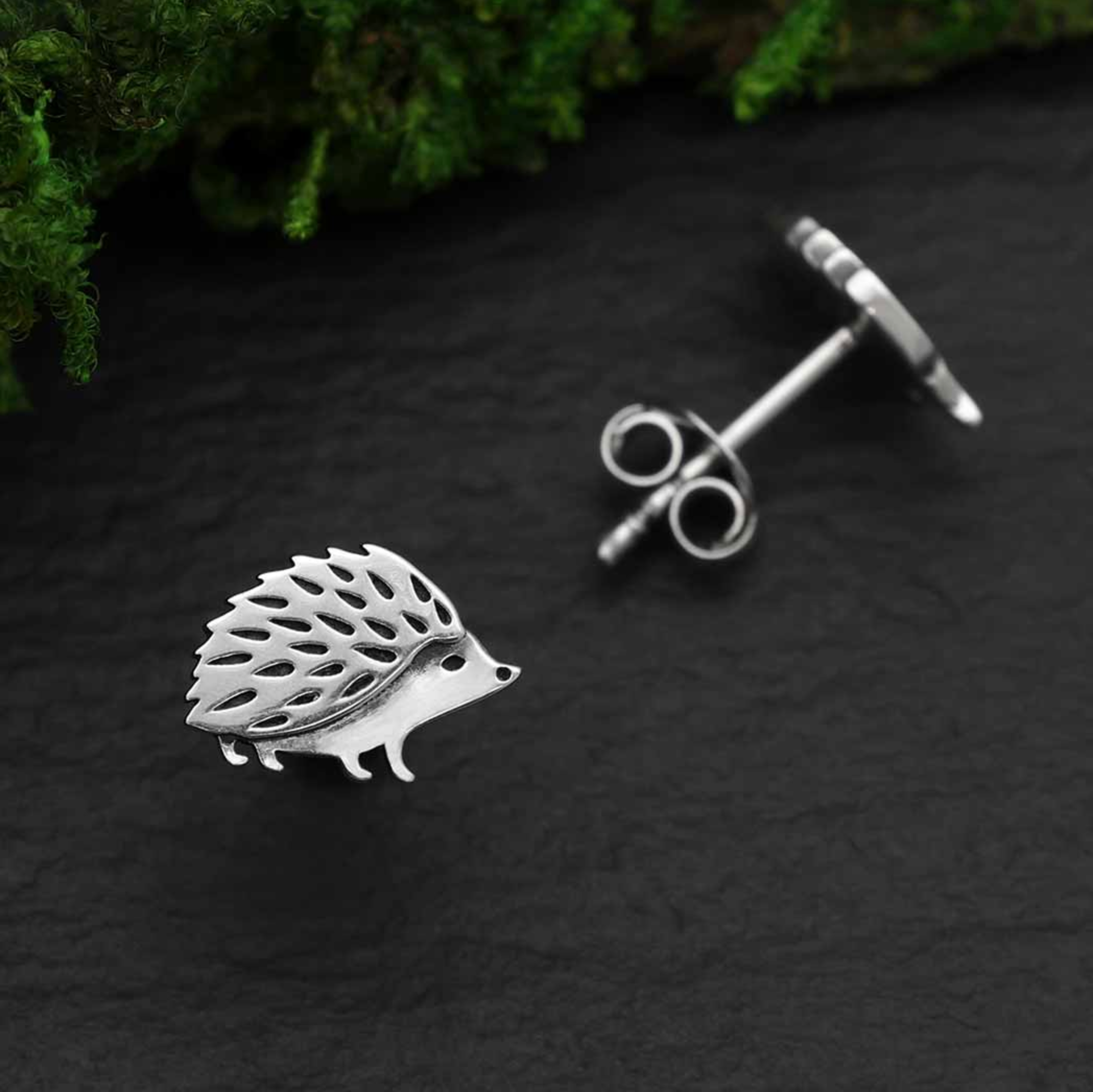 •TINY HEDGEHOG• silver stud earrings