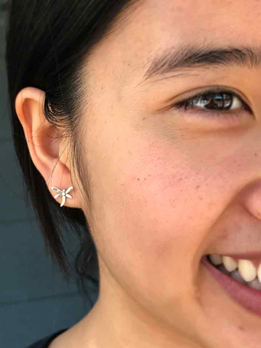 •SMALL DRAGONFLY• recycled silver stud earrings