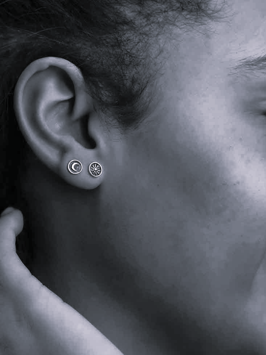 •SUN & MOON COIN• bronze stud earrings