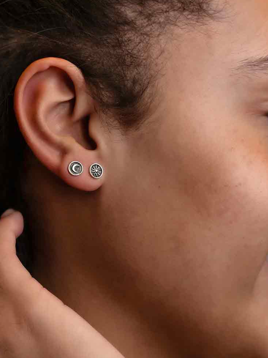 •SUN & MOON COIN• silver stud earrings