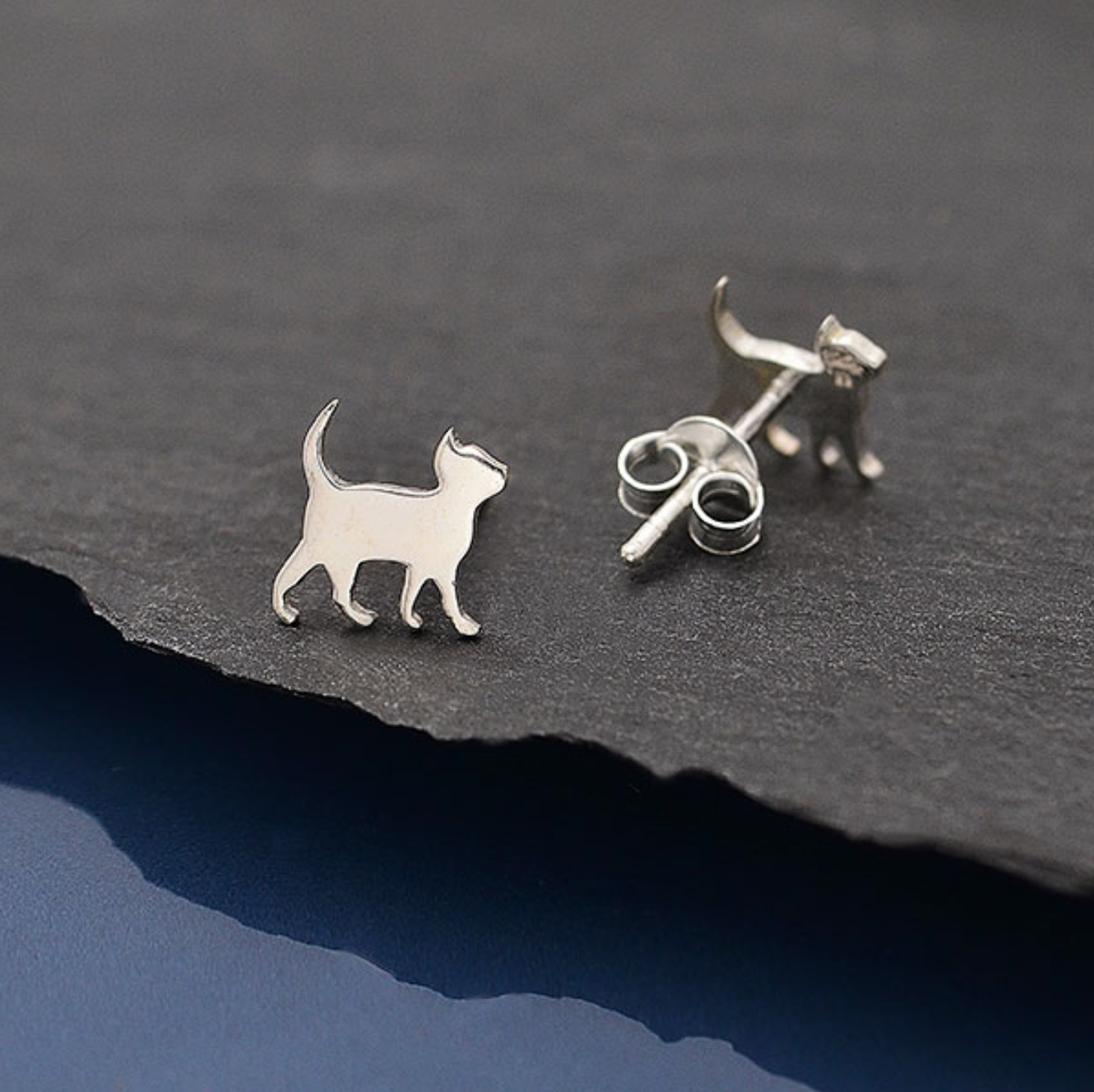 •CURIOUS CAT• recycled silver stud earrings