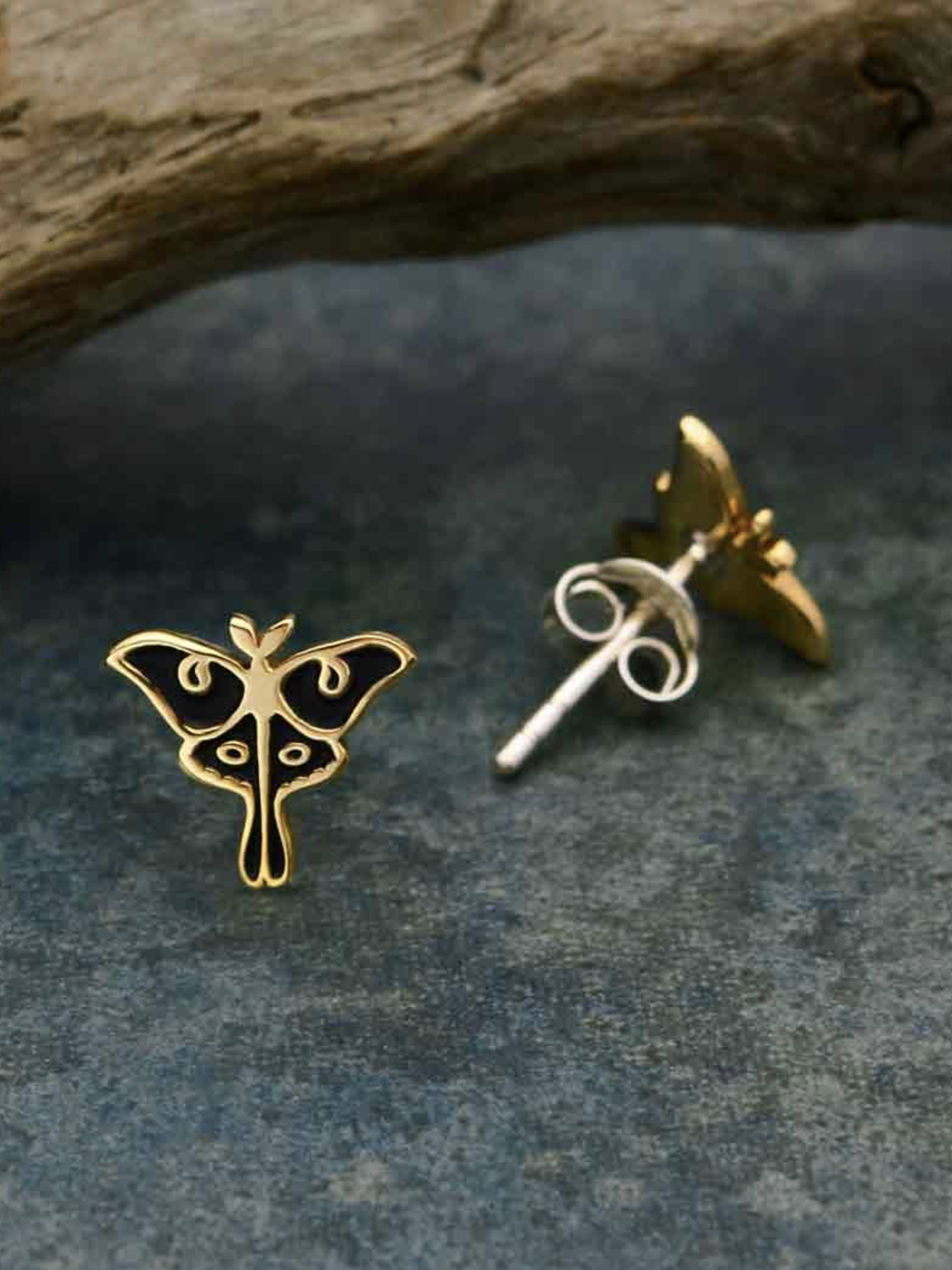 •LITTLE LUNA MOTH• bronze stud earrings