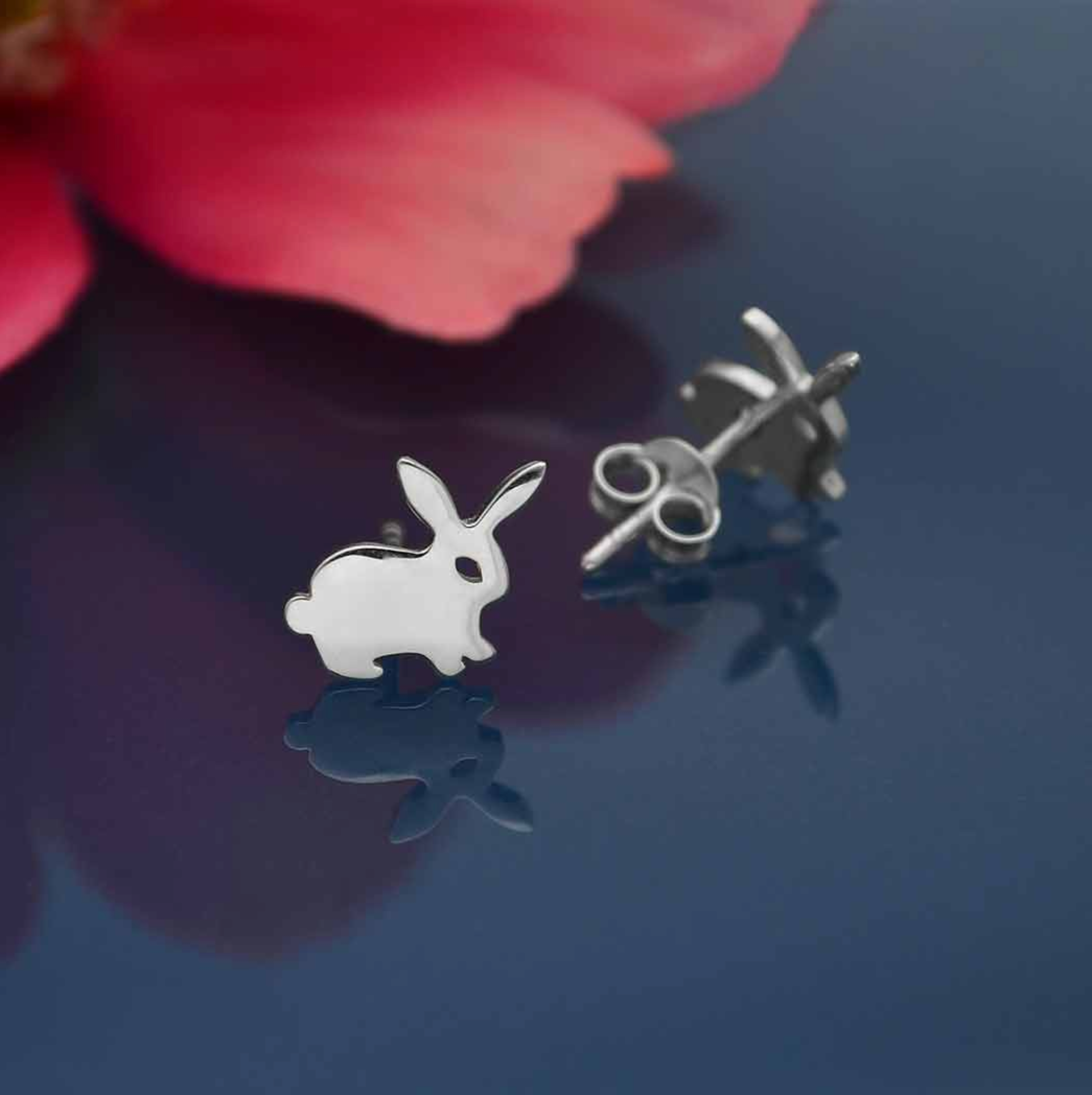 •TINY BUNNY• recycled silver stud earrings