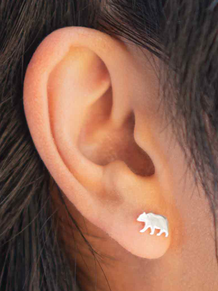•CURIOUS BEAR• recycled silver stud earrings