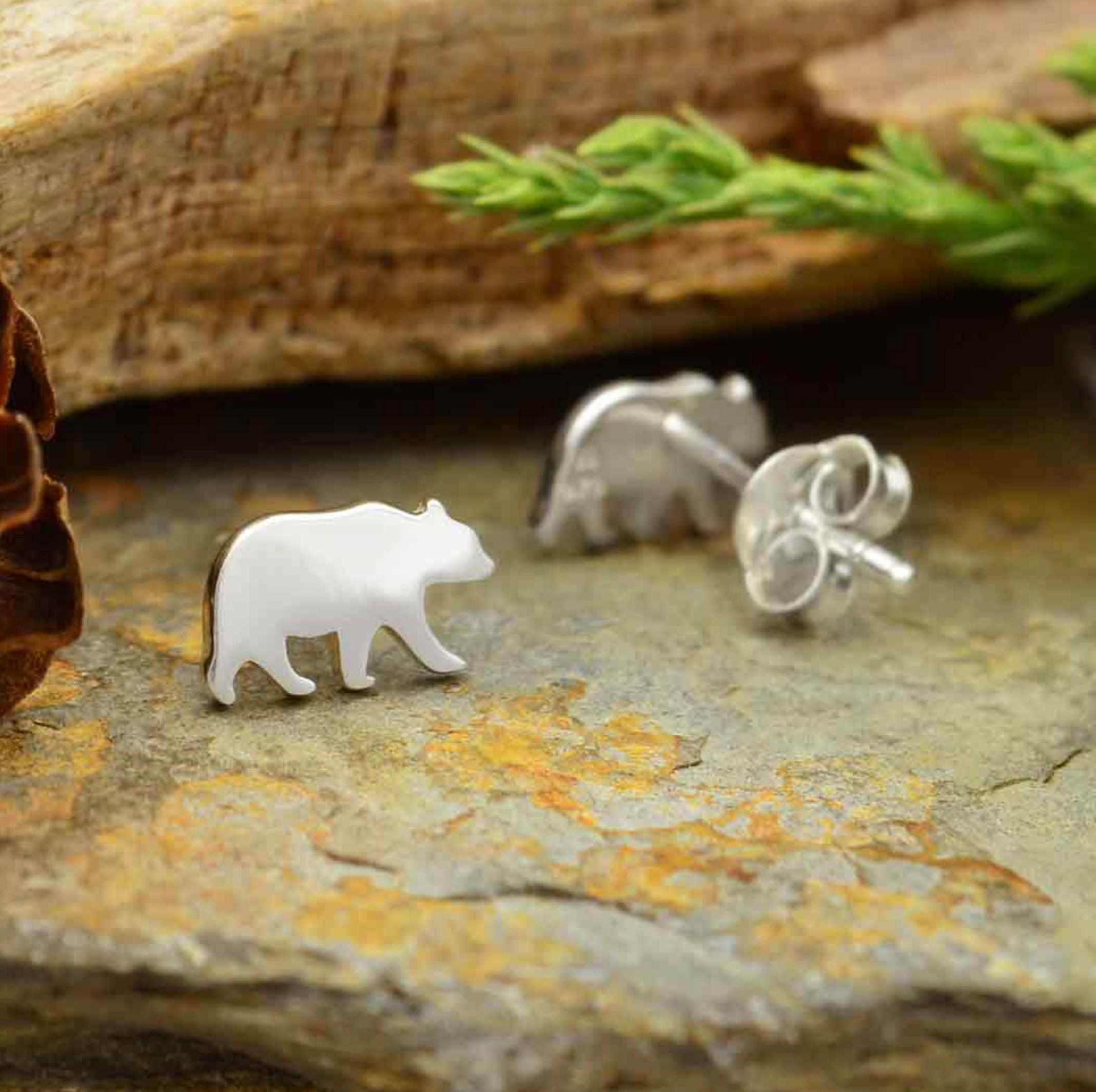 •CURIOUS BEAR• recycled silver stud earrings