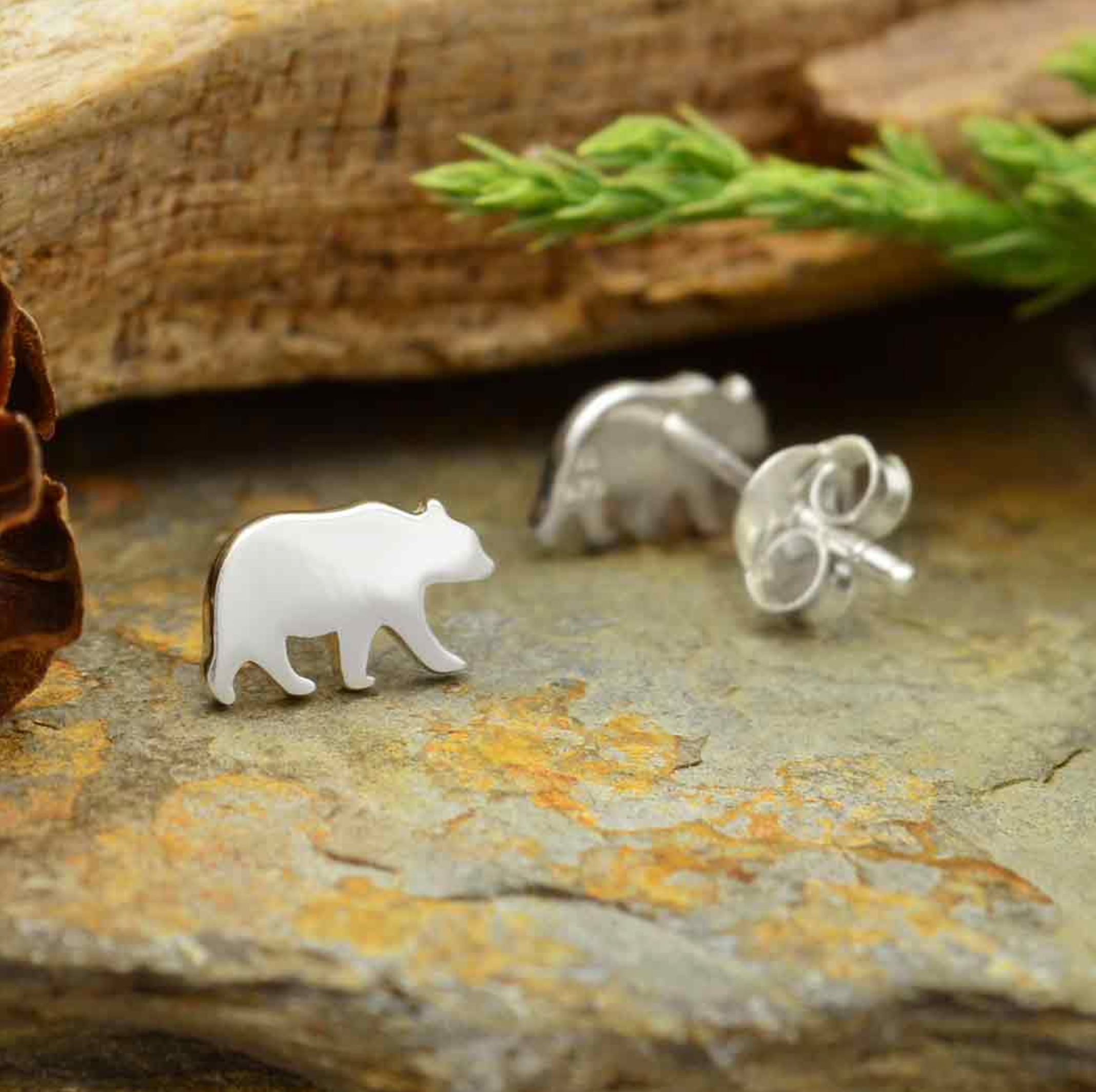 • CURIOUS BEAR • silver stud earrings