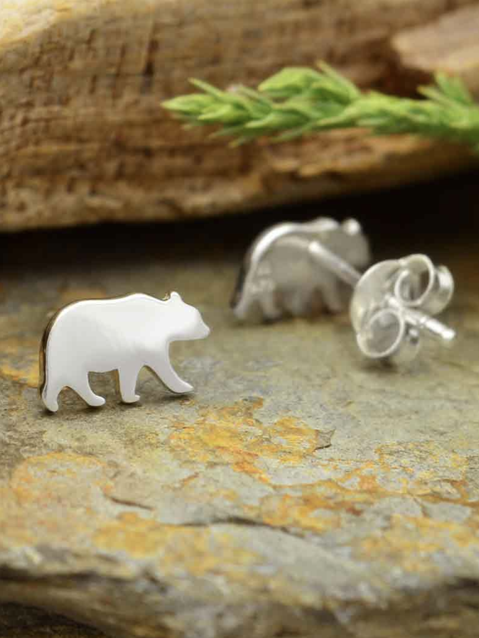 •CURIOUS BEAR• recycled silver stud earrings