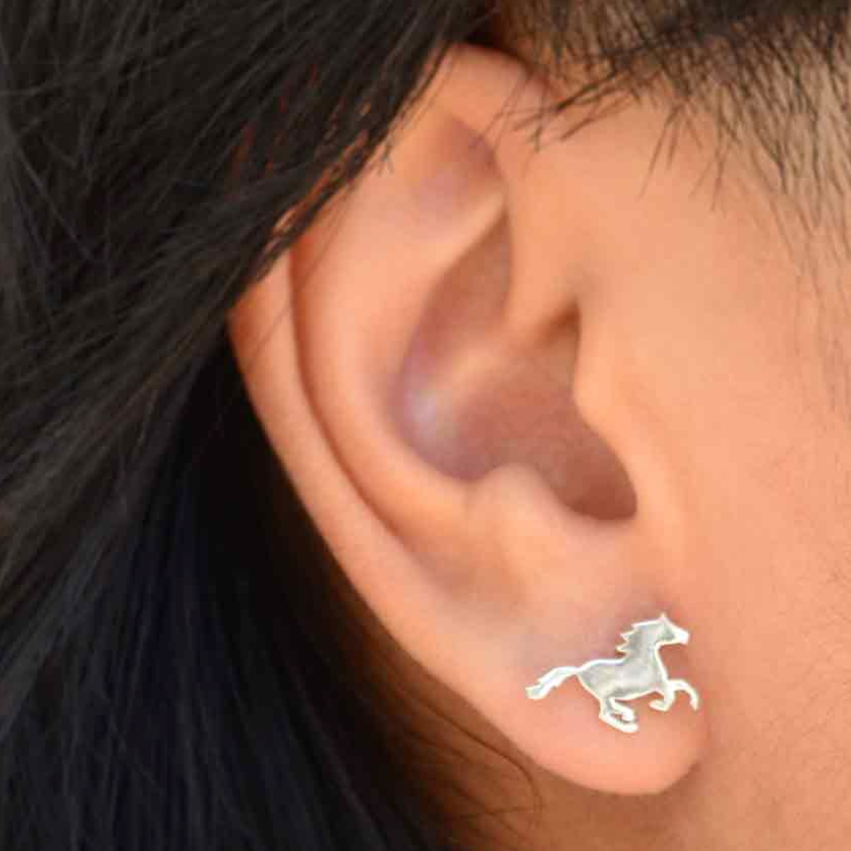 •RUNNING HORSE• recycled silver stud earrings