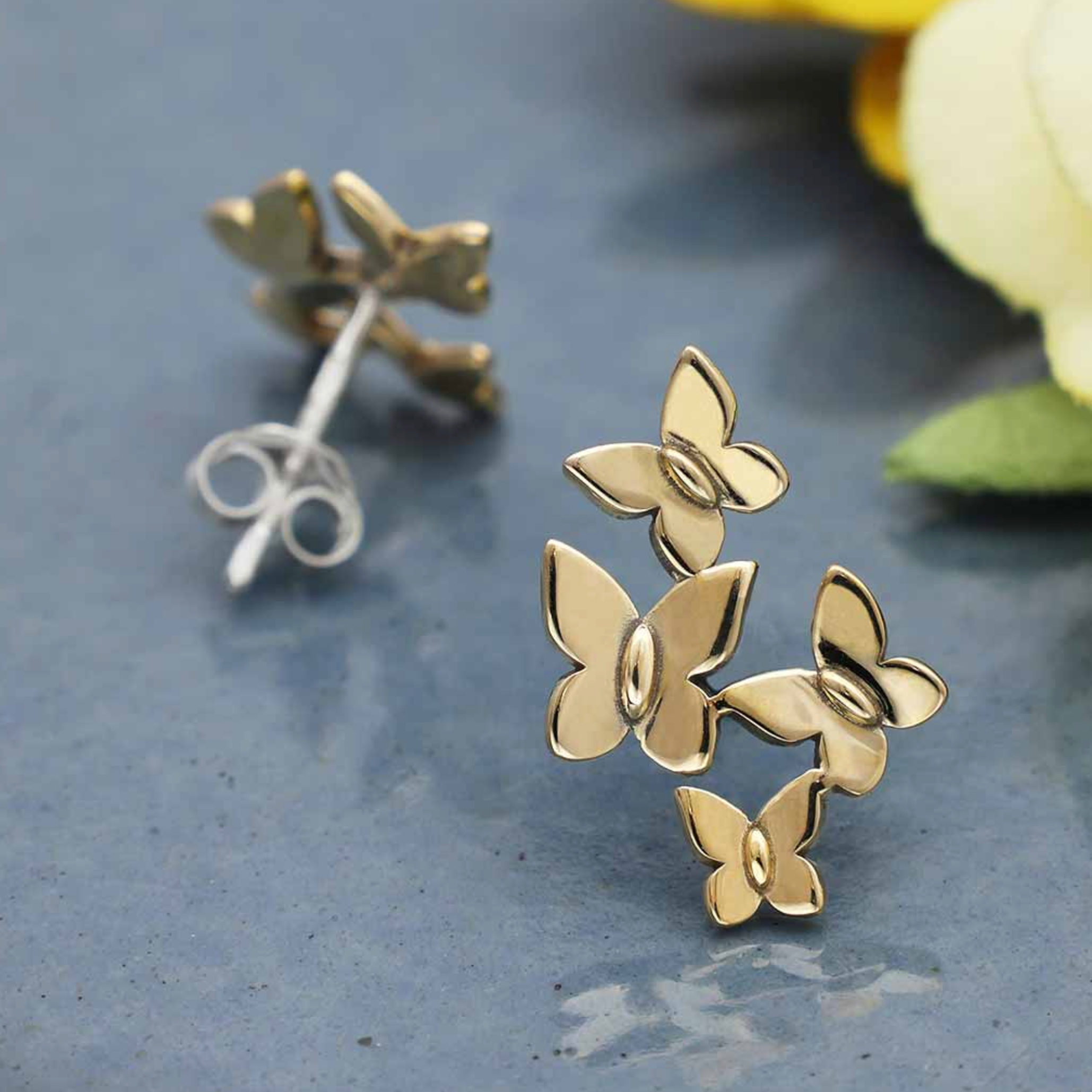 •KALEIDOSCOPE OF BUTTERFLIES• bronze stud earrings