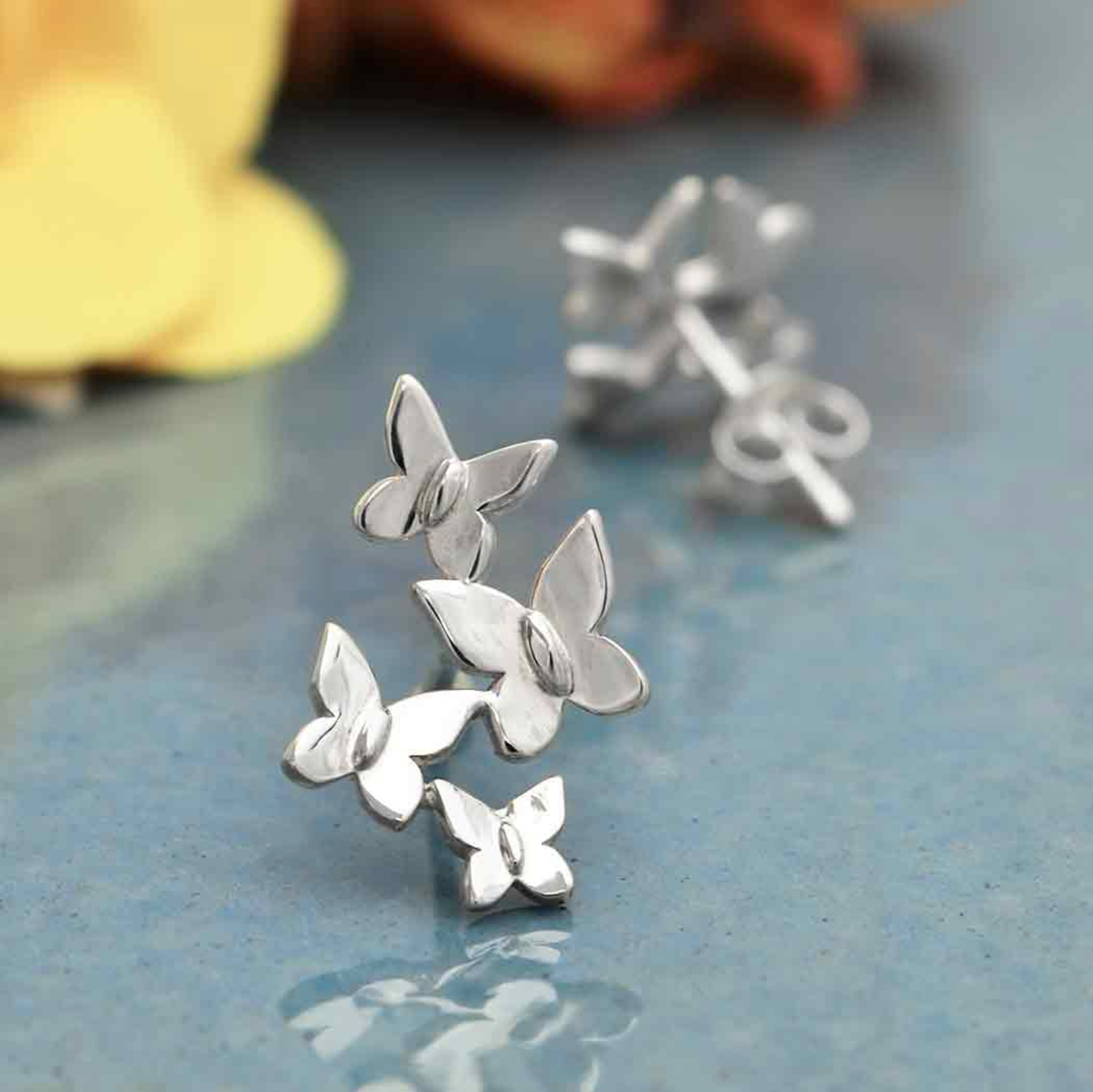 •KALEIDOSCOPE OF BUTTERFLIES• recycled silver stud earrings