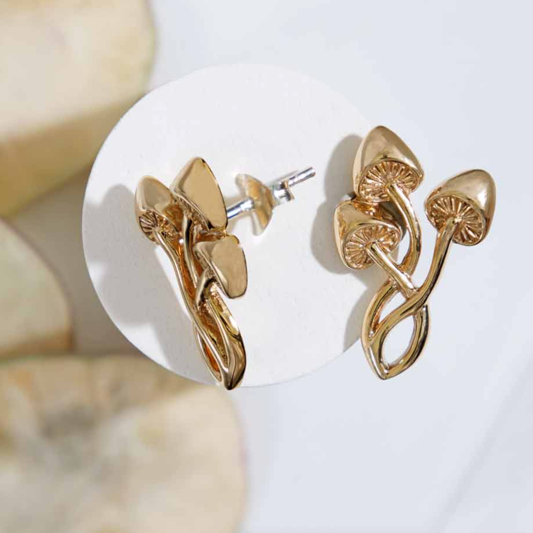 •MUSHROOM TRIO• bronze stud earrings