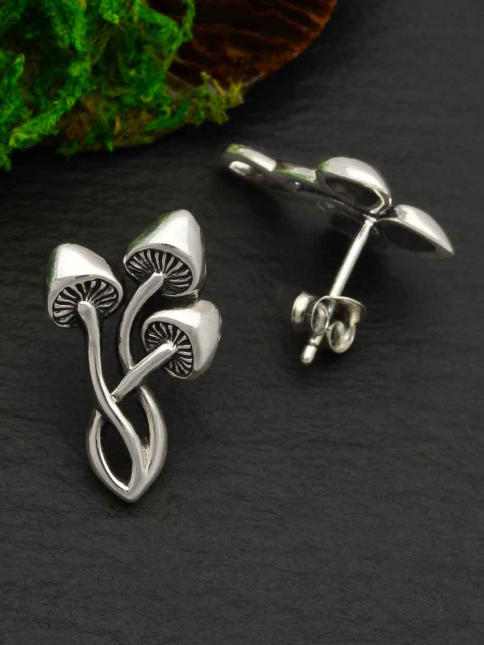 •MUSHROOM TRIO• recycled silver stud earrings
