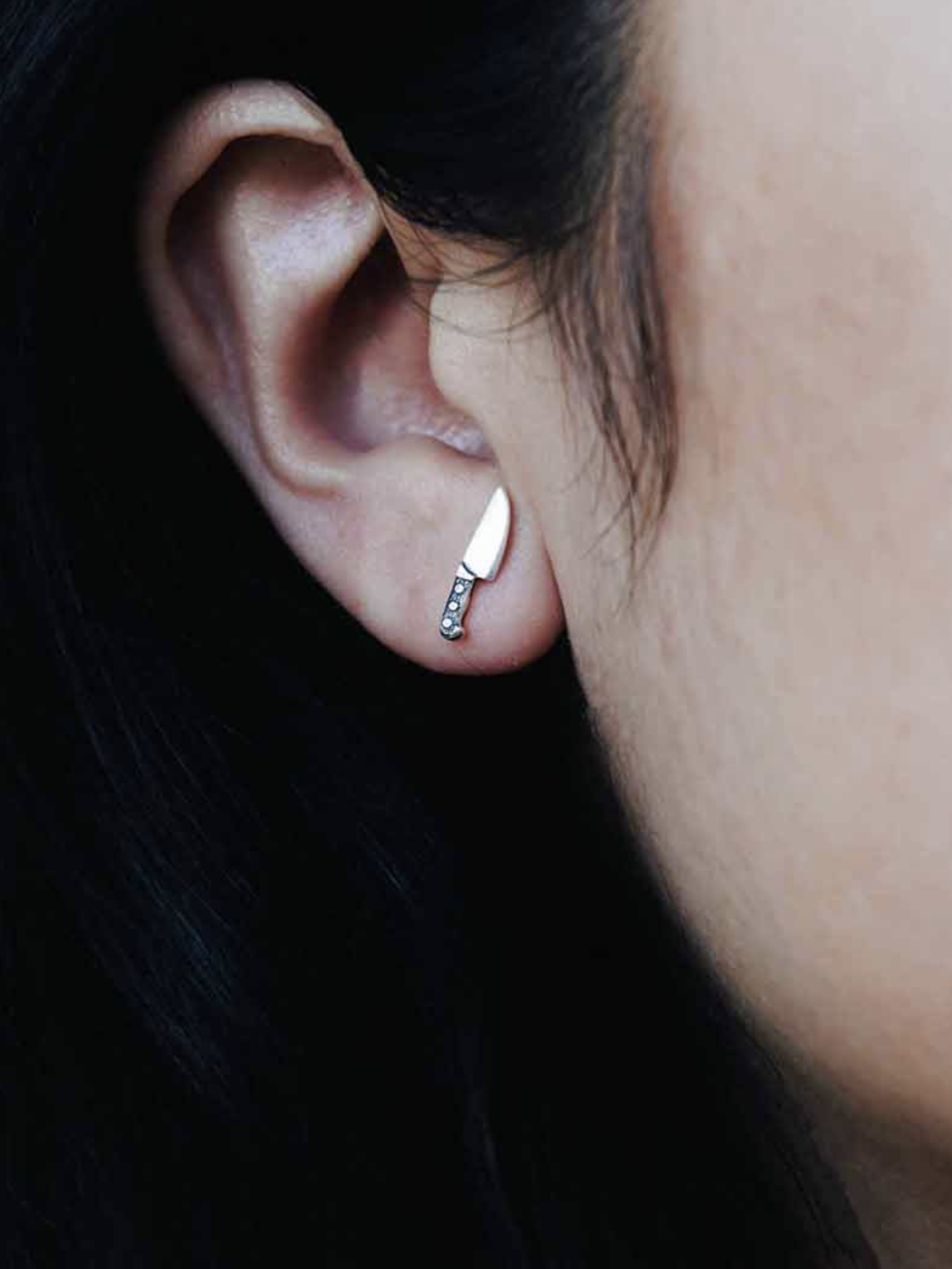 •LIL' CHEF'S KNIFE• recycled silver stud earrings