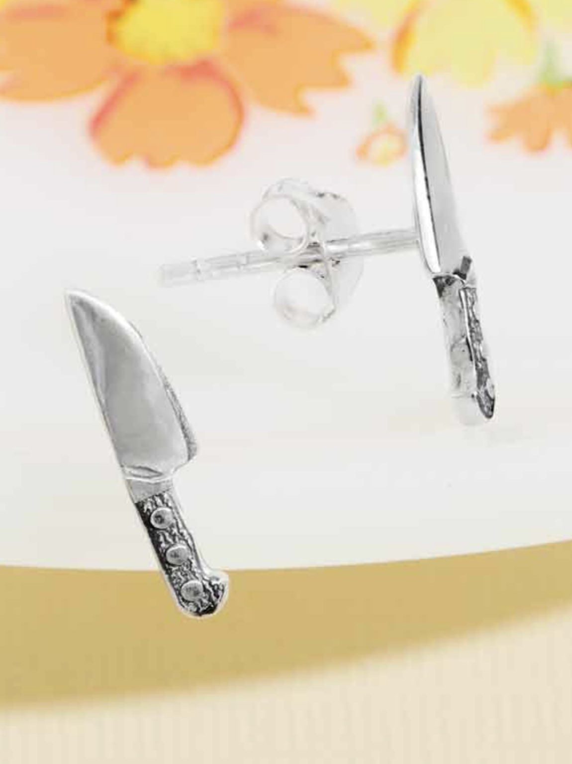 •LIL' CHEF'S KNIFE• recycled silver stud earrings
