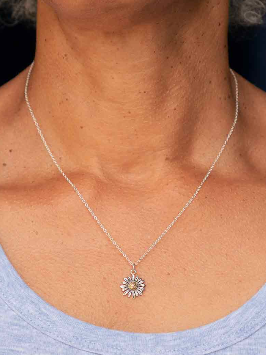 •DAISY• recycled silver + bronze necklace