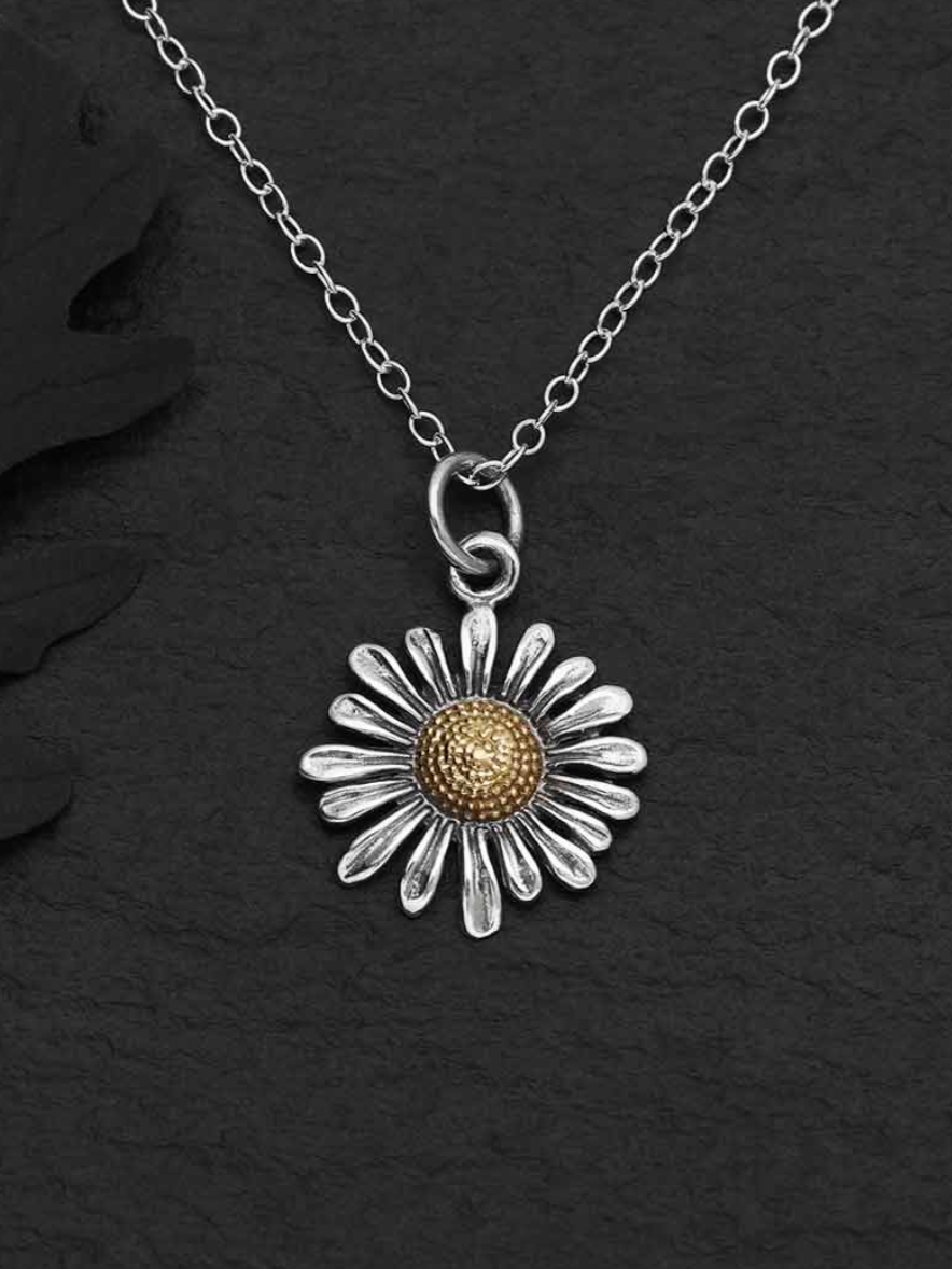 •DAISY• recycled silver + bronze necklace