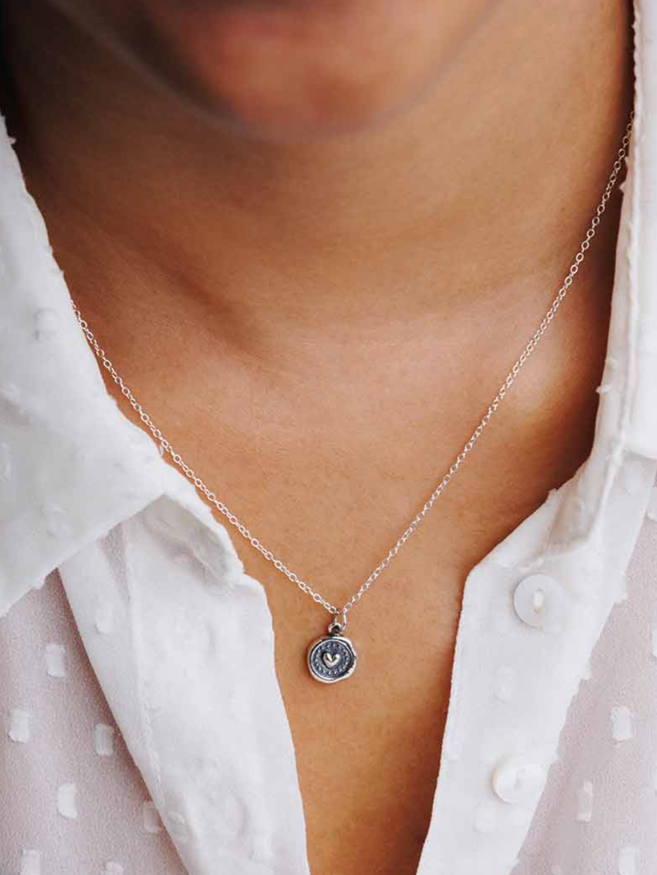 •WAX SEAL HEART• recycled sterling silver necklace