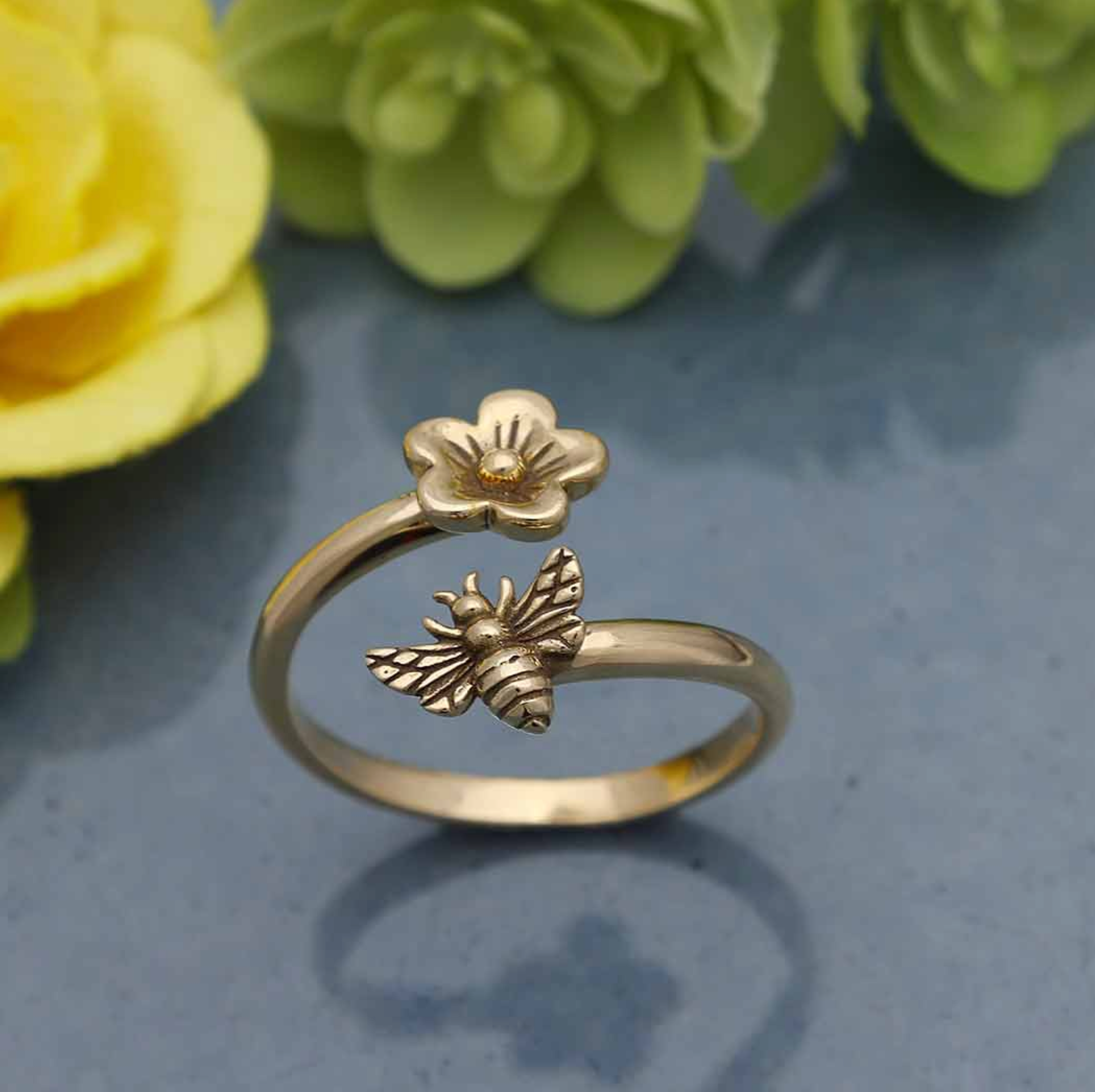 •BEE & BLOSSOM• adjustable bronze ring