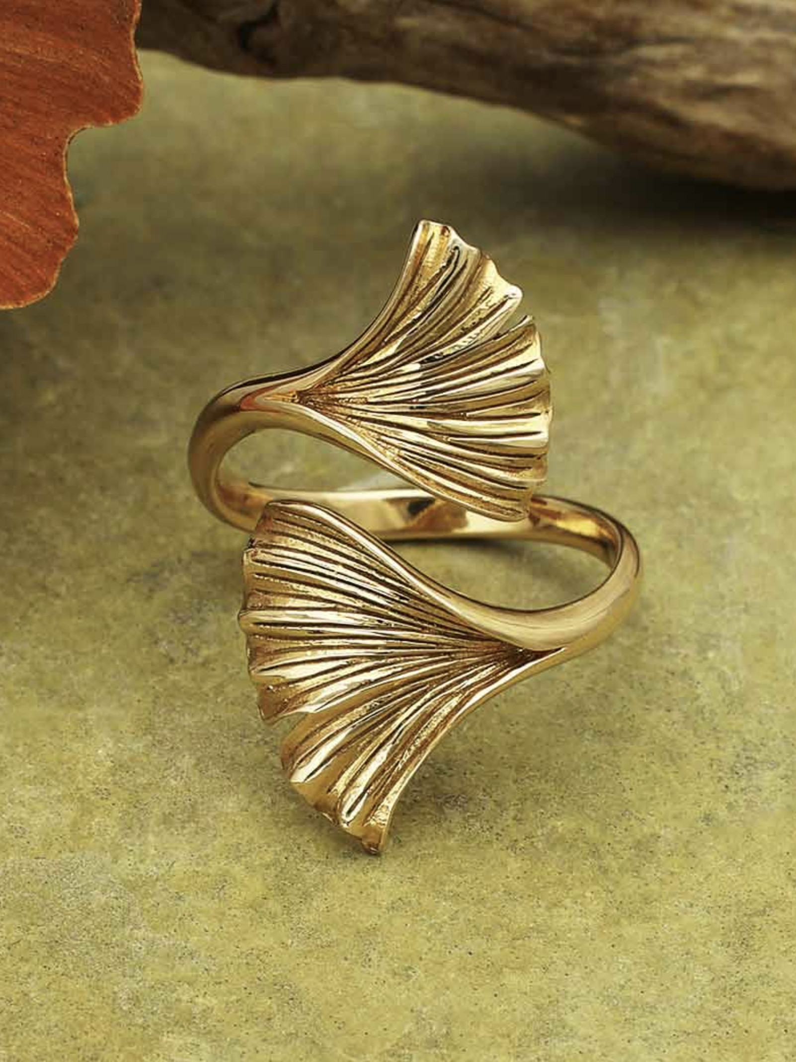 •GINKGO• adjustable bronze ring