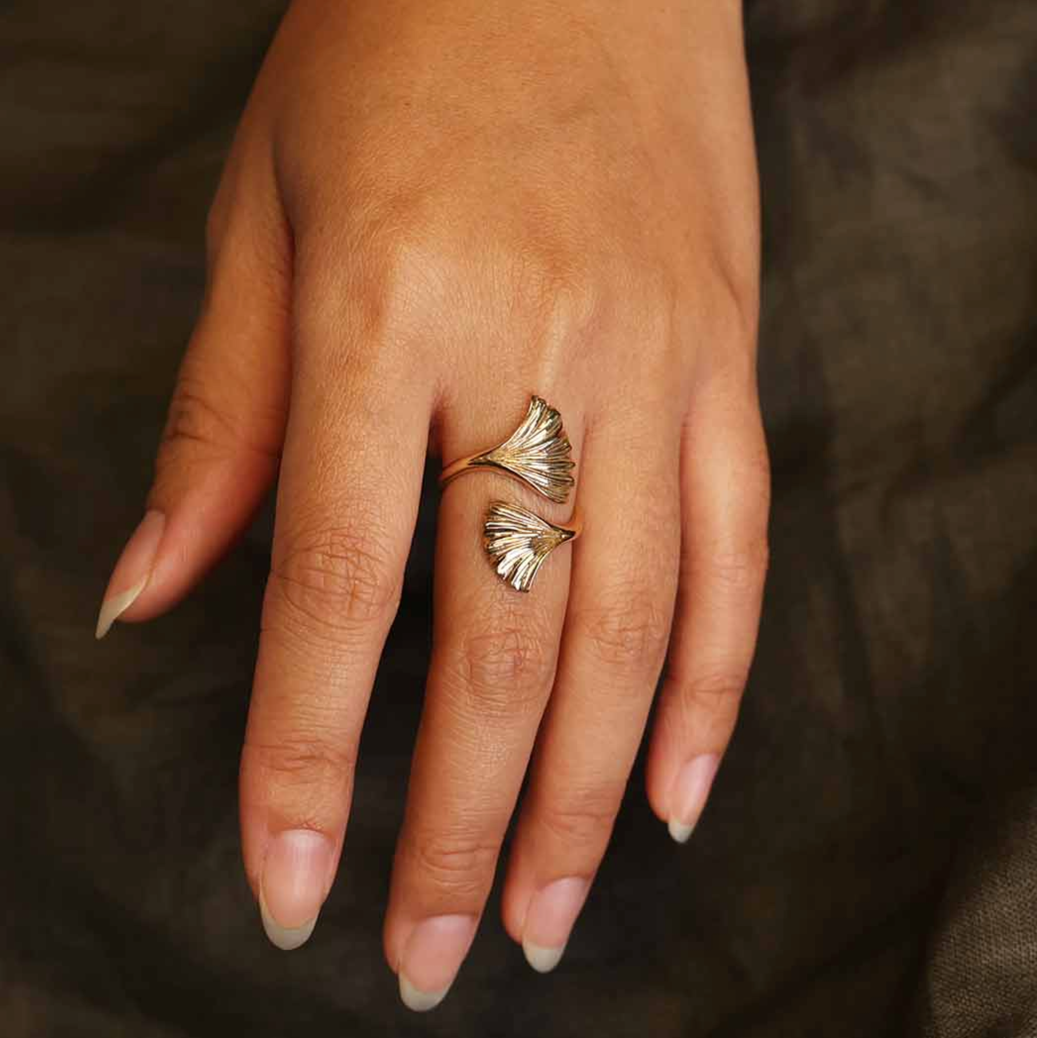 •GINKGO• adjustable bronze ring