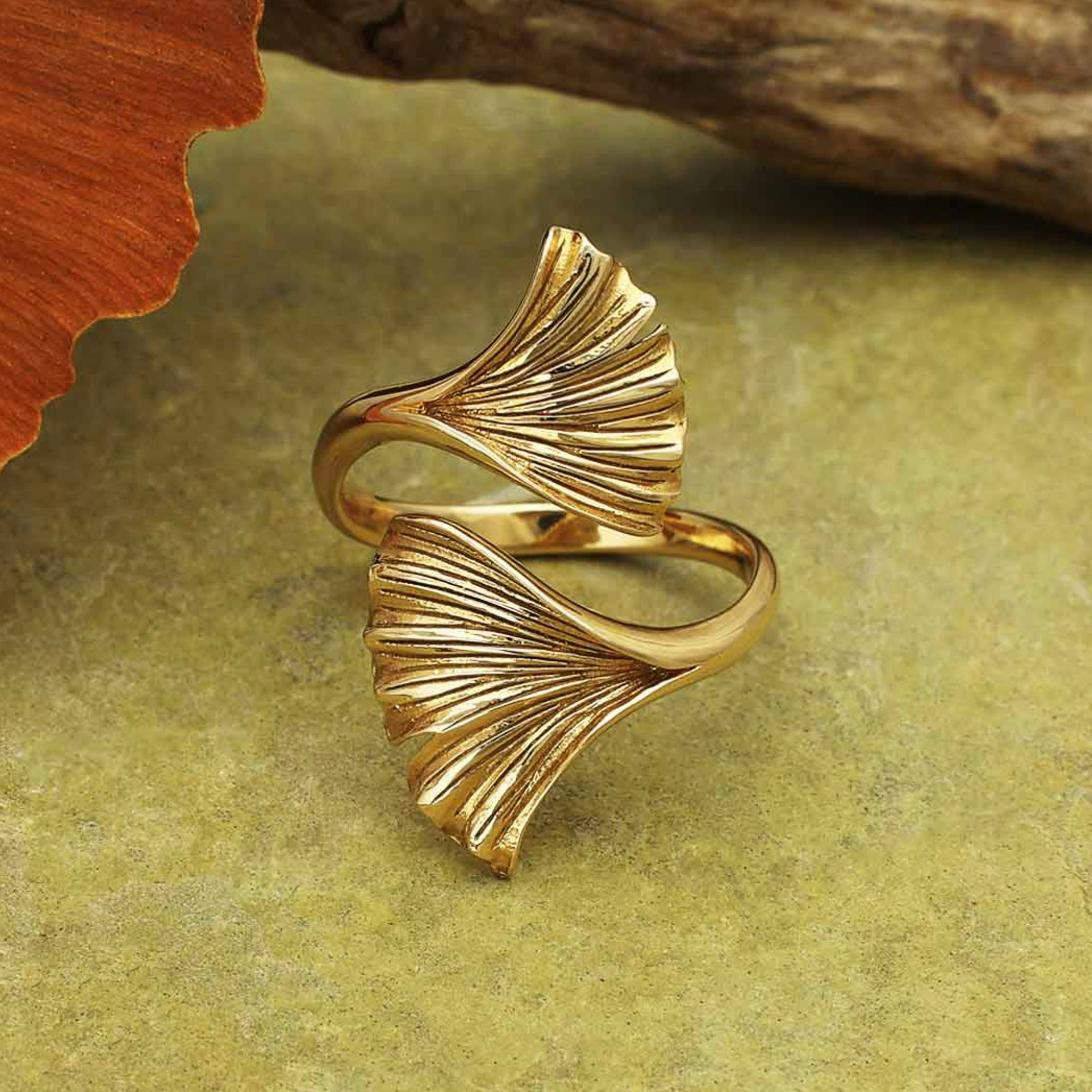 •GINKGO• adjustable bronze ring