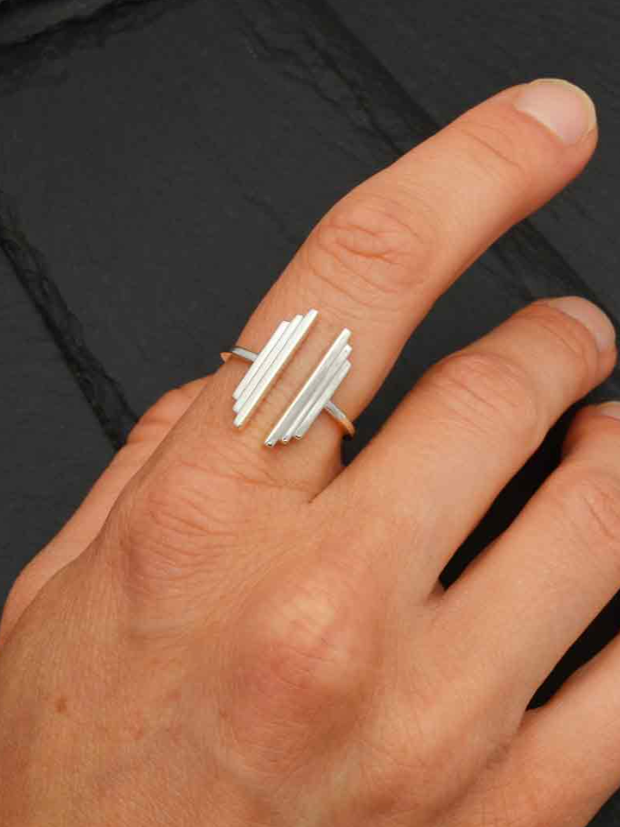 •DOUBLE DECO• adjustable recycled silver ring