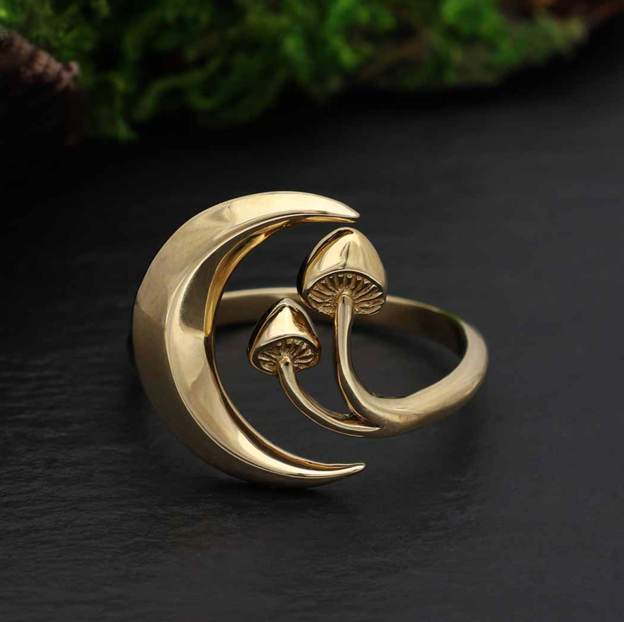 •MOON & SHROOM• adjustable bronze ring