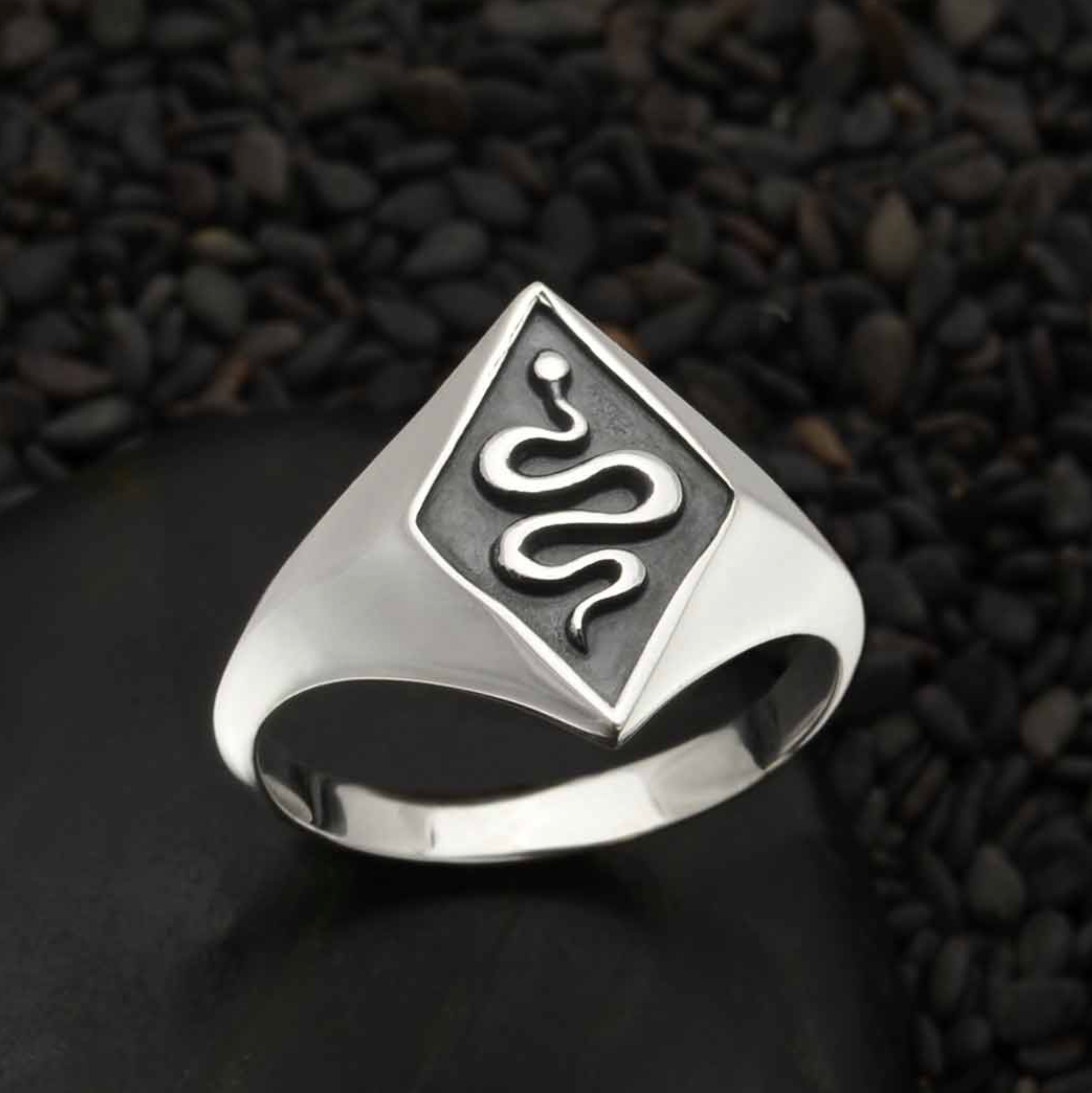 •SNAKE SIGNET• recycled silver ring