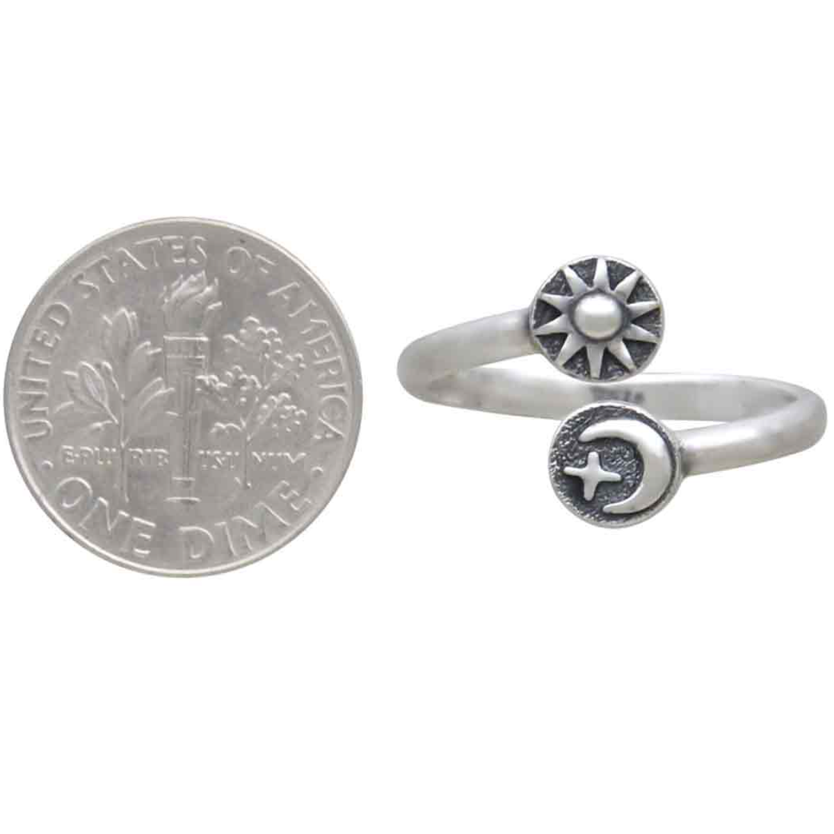 •SUN & MOON COIN• adjustable recycled silver ring