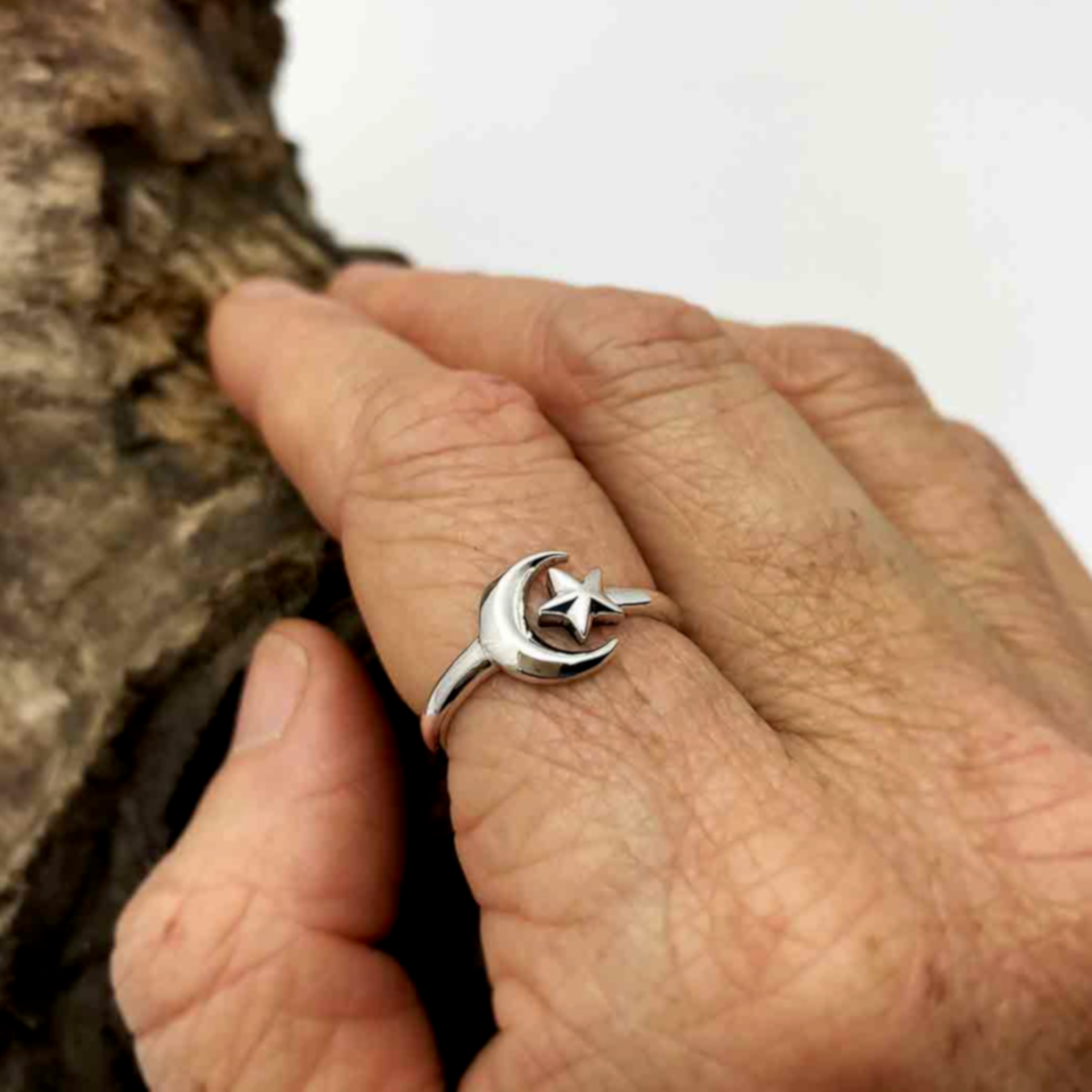 •LITTLE MOON & STAR• adjustable recycled silver ring