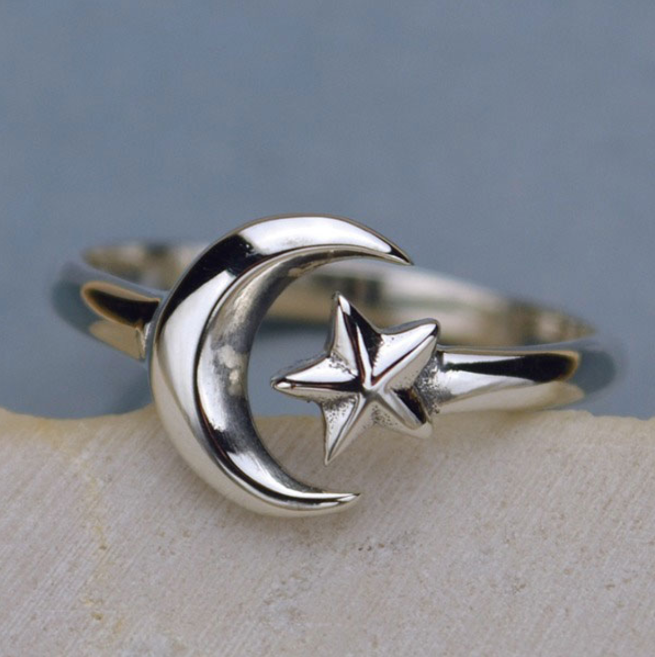 •LITTLE MOON & STAR• adjustable recycled silver ring