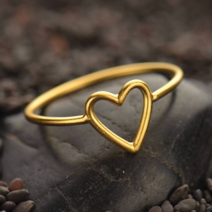 •OPEN HEART• matte gold vermeil ring