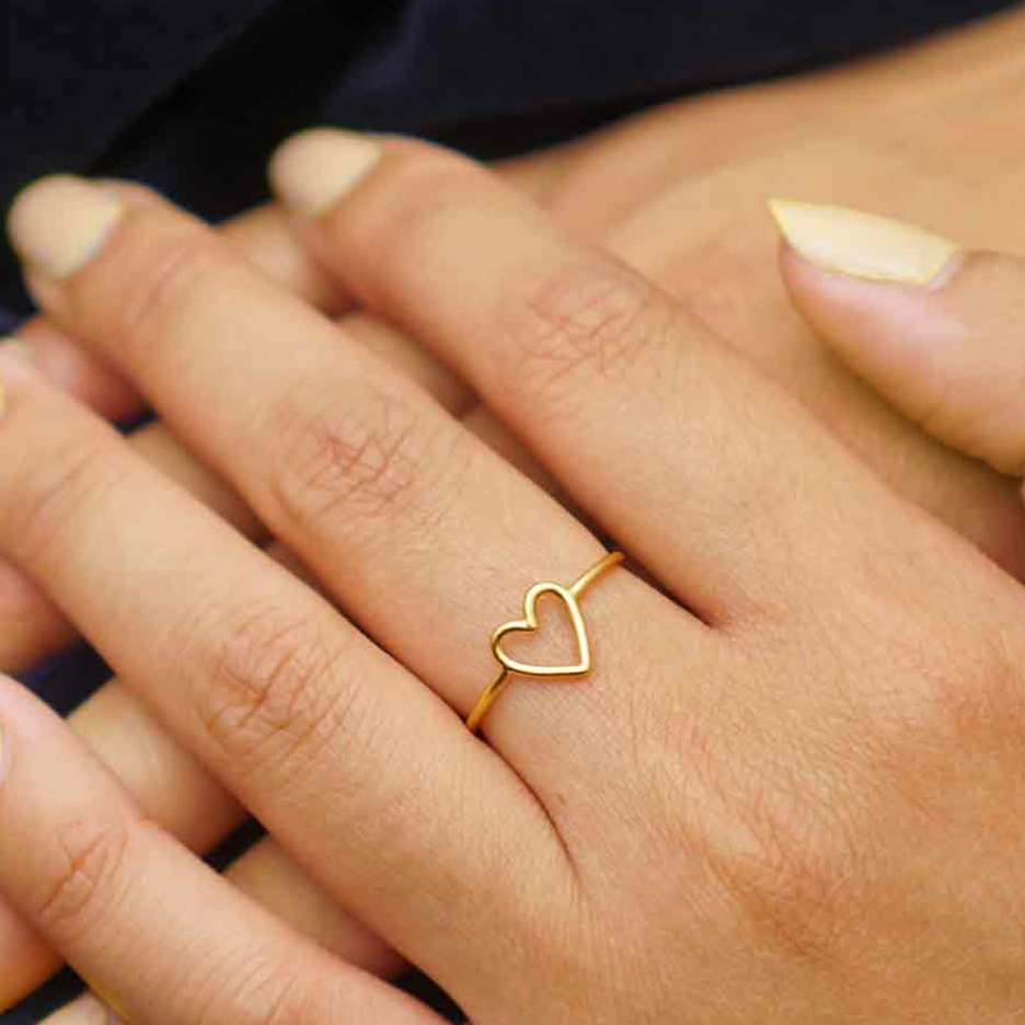 •OPEN HEART• matte gold vermeil ring