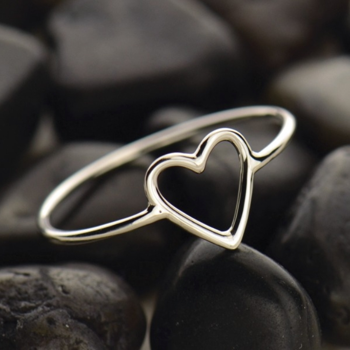 •OPEN HEART• recycled silver ring