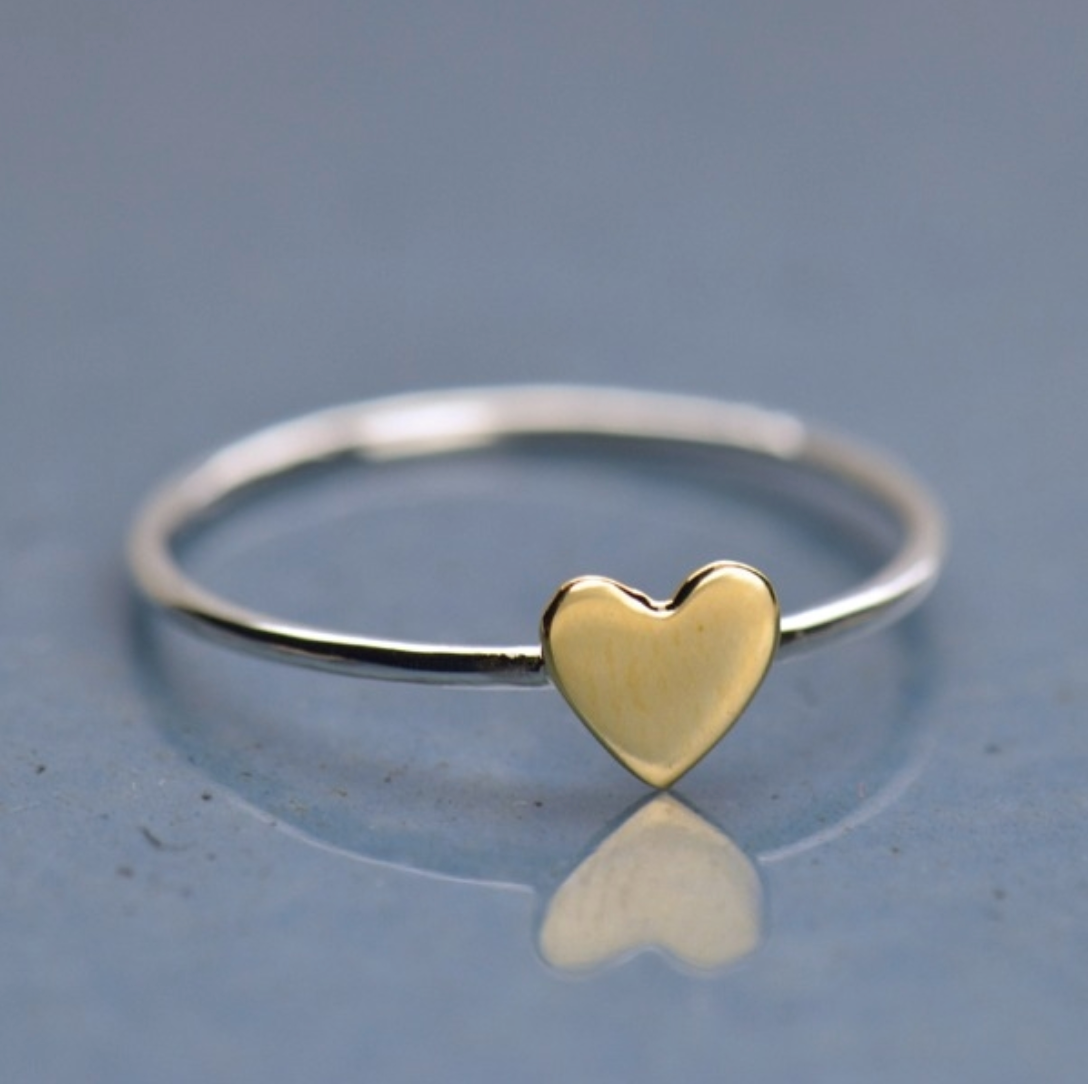 •TINY HEART• sterling silver + bronze ring