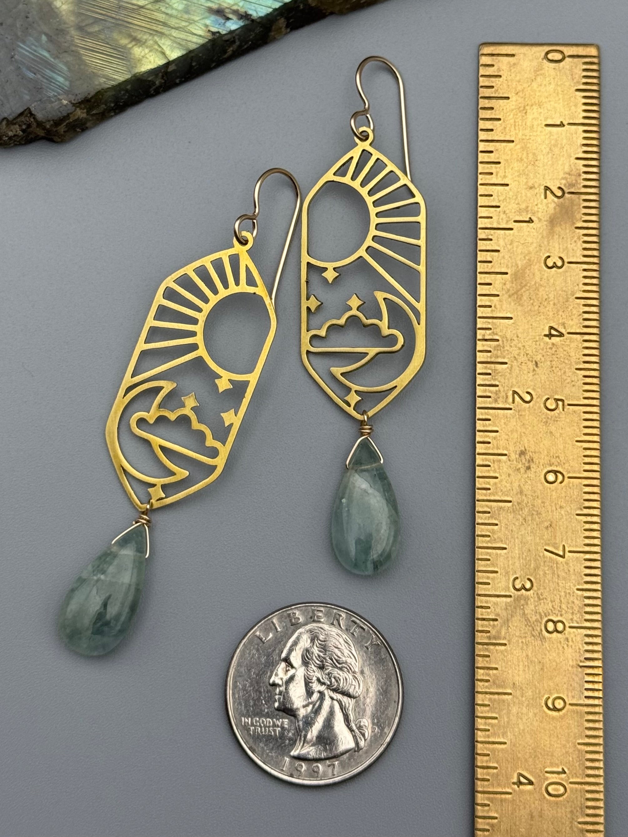 •CELESTIAL NAVIGATION• aquamarine + gold earrings