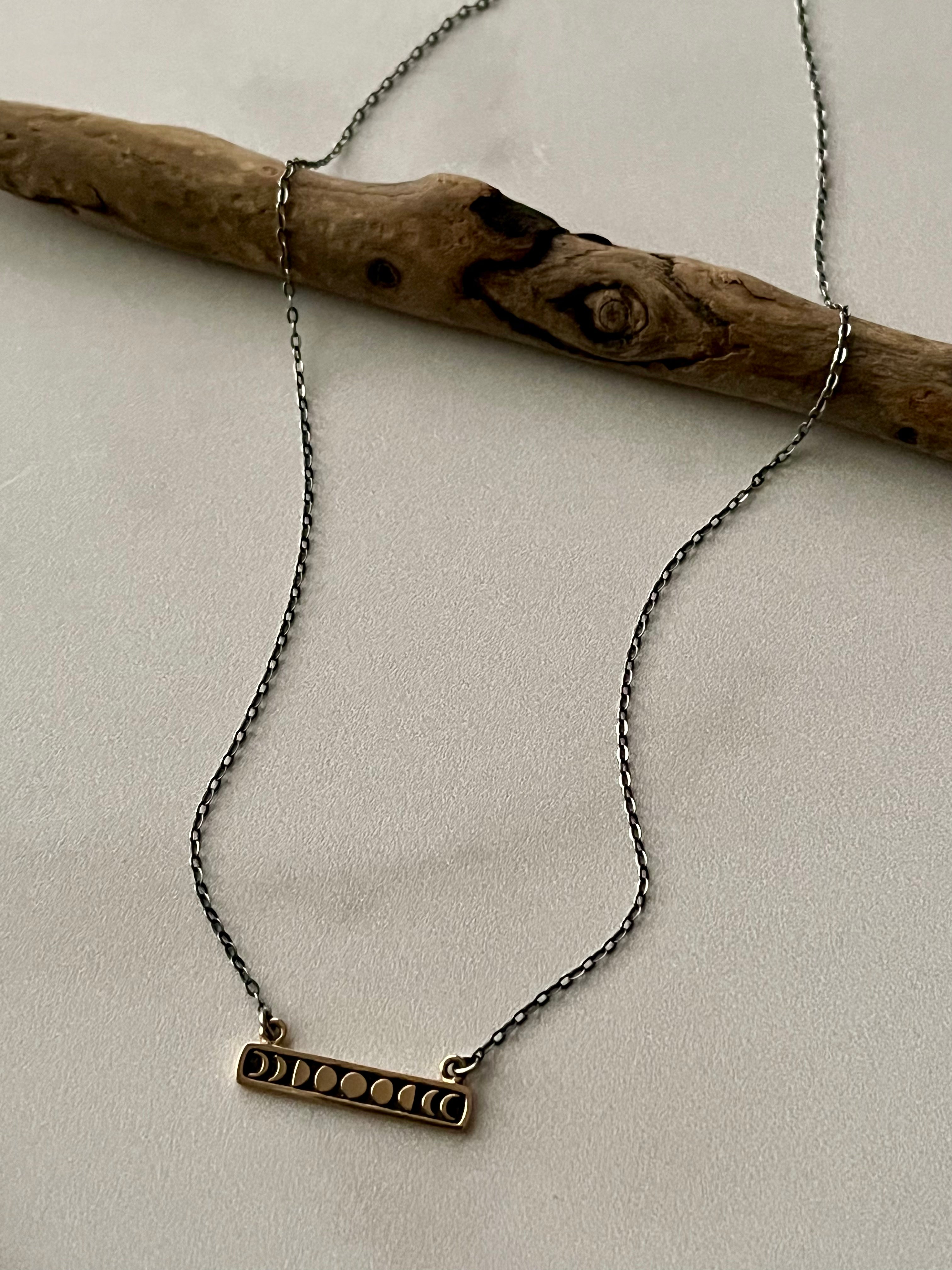 •MOONPHASE BAR• mixed metal necklace