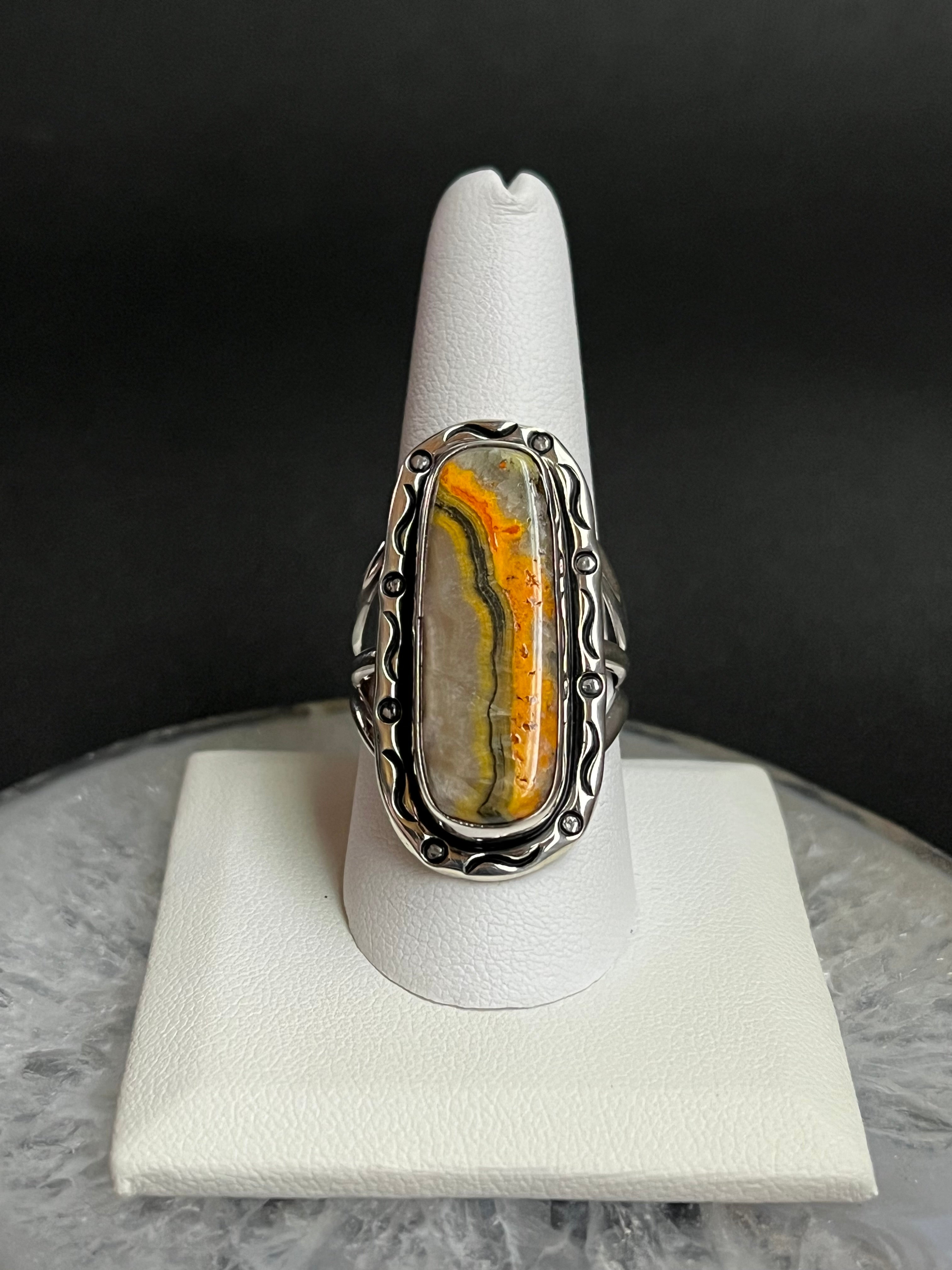 •BUMBLEBEE JASPER• Navajo silver ring (size 10)