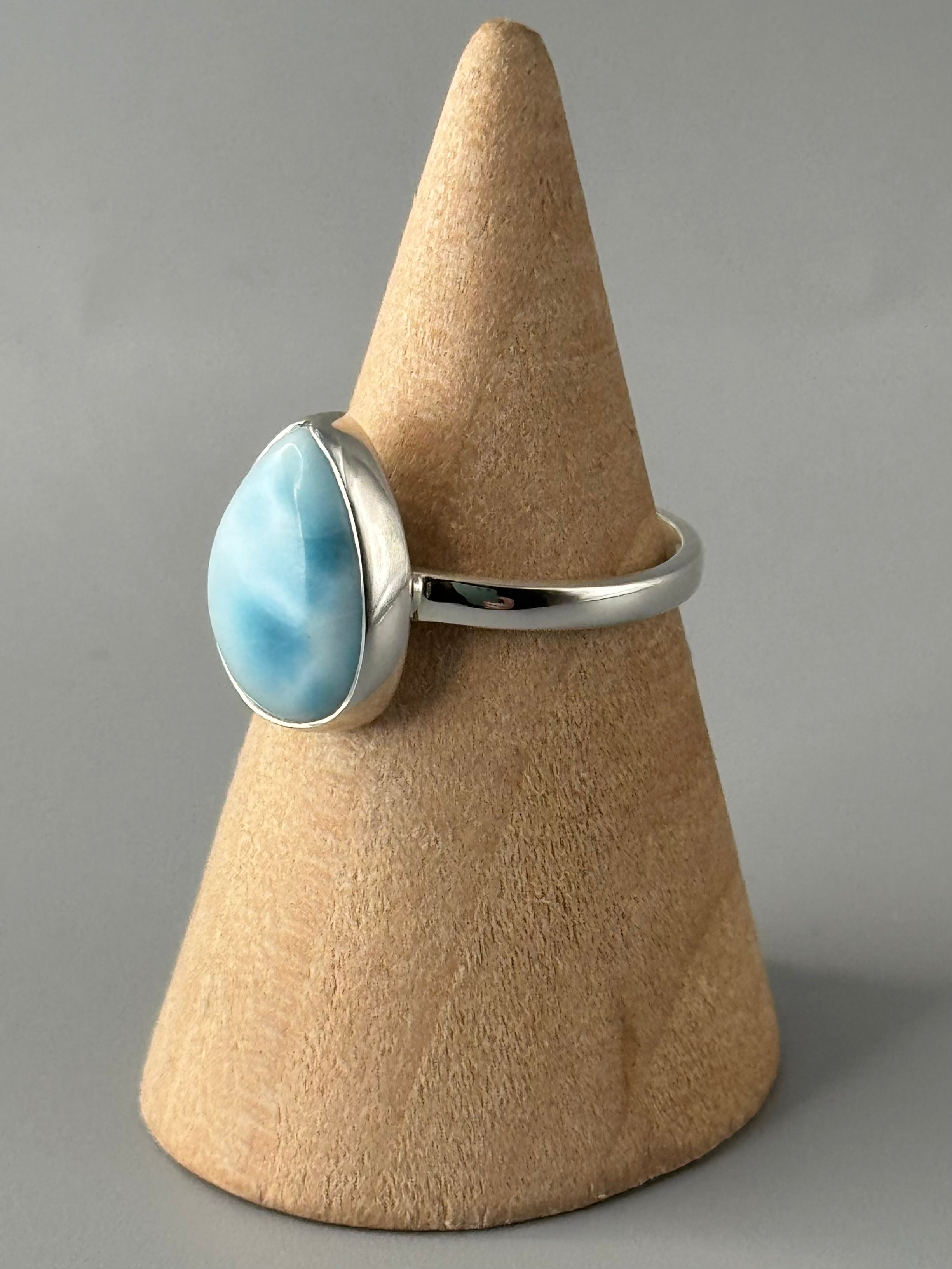 •LARIMAR - TEAR• sterling silver ring (size 7)