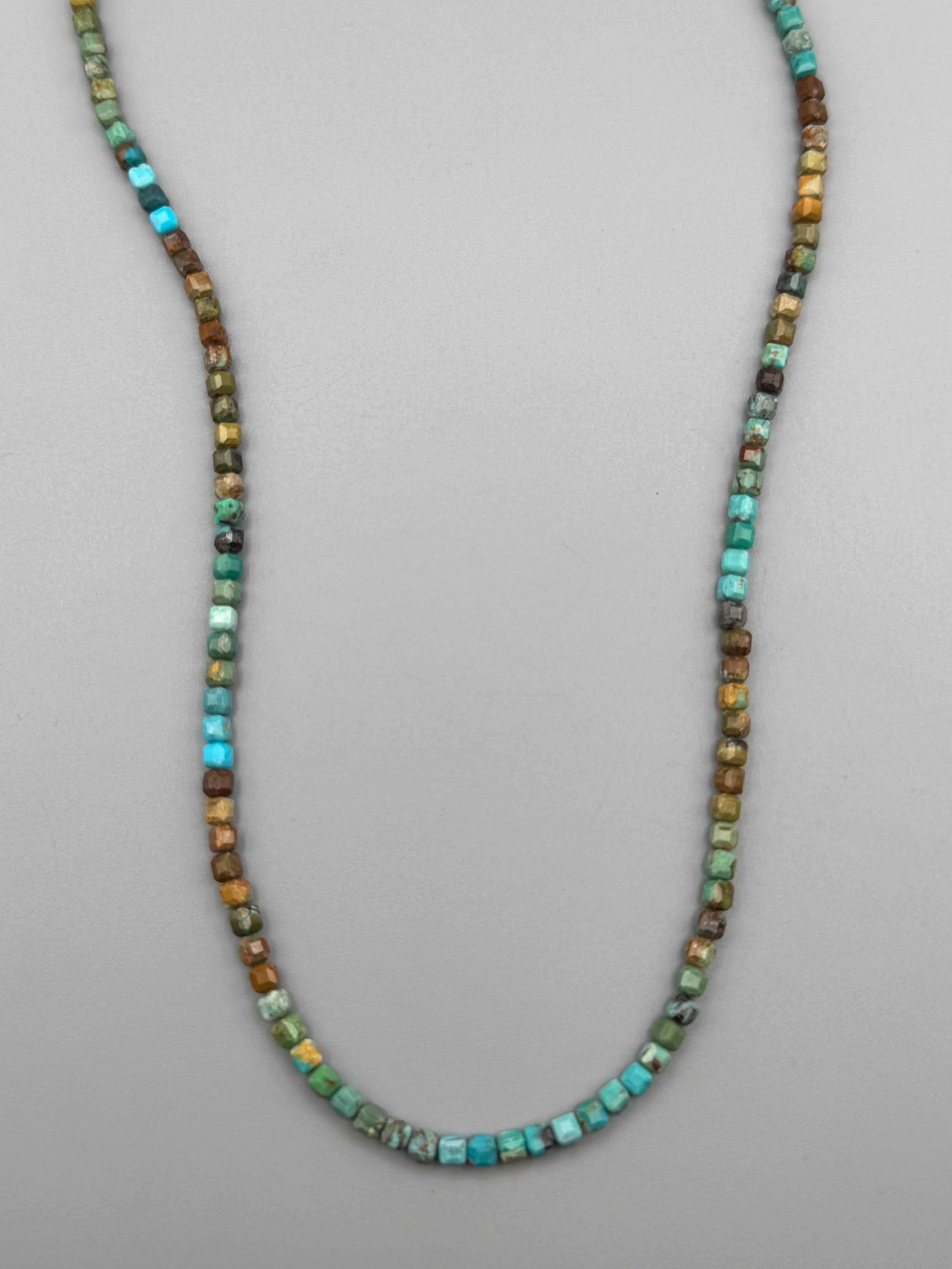 •TURQUOISE - STRAND• silver beaded necklace (16.5" - 17.5" long)