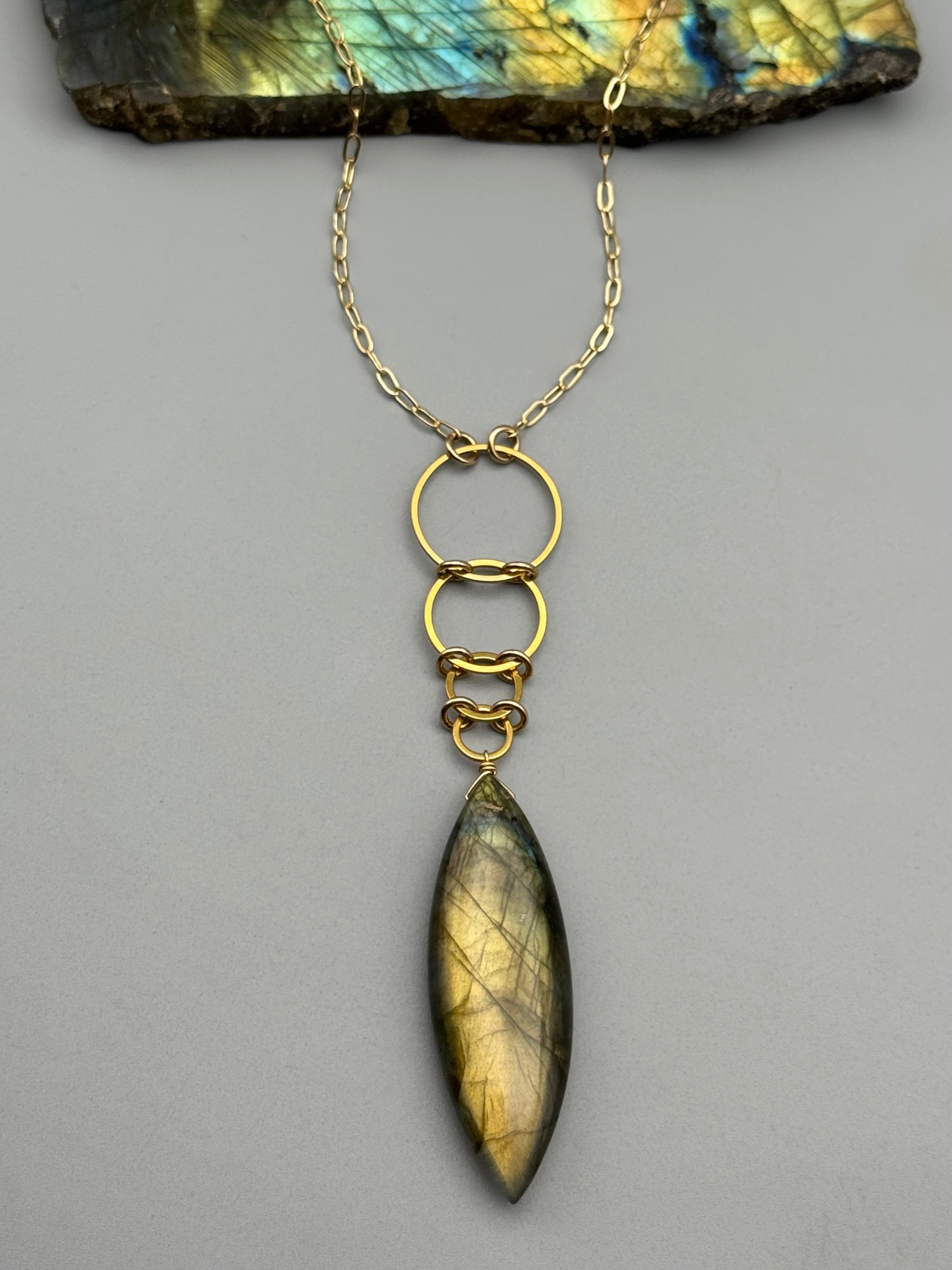 •EOWYN• labradorite + gold necklace (28"-30" long)