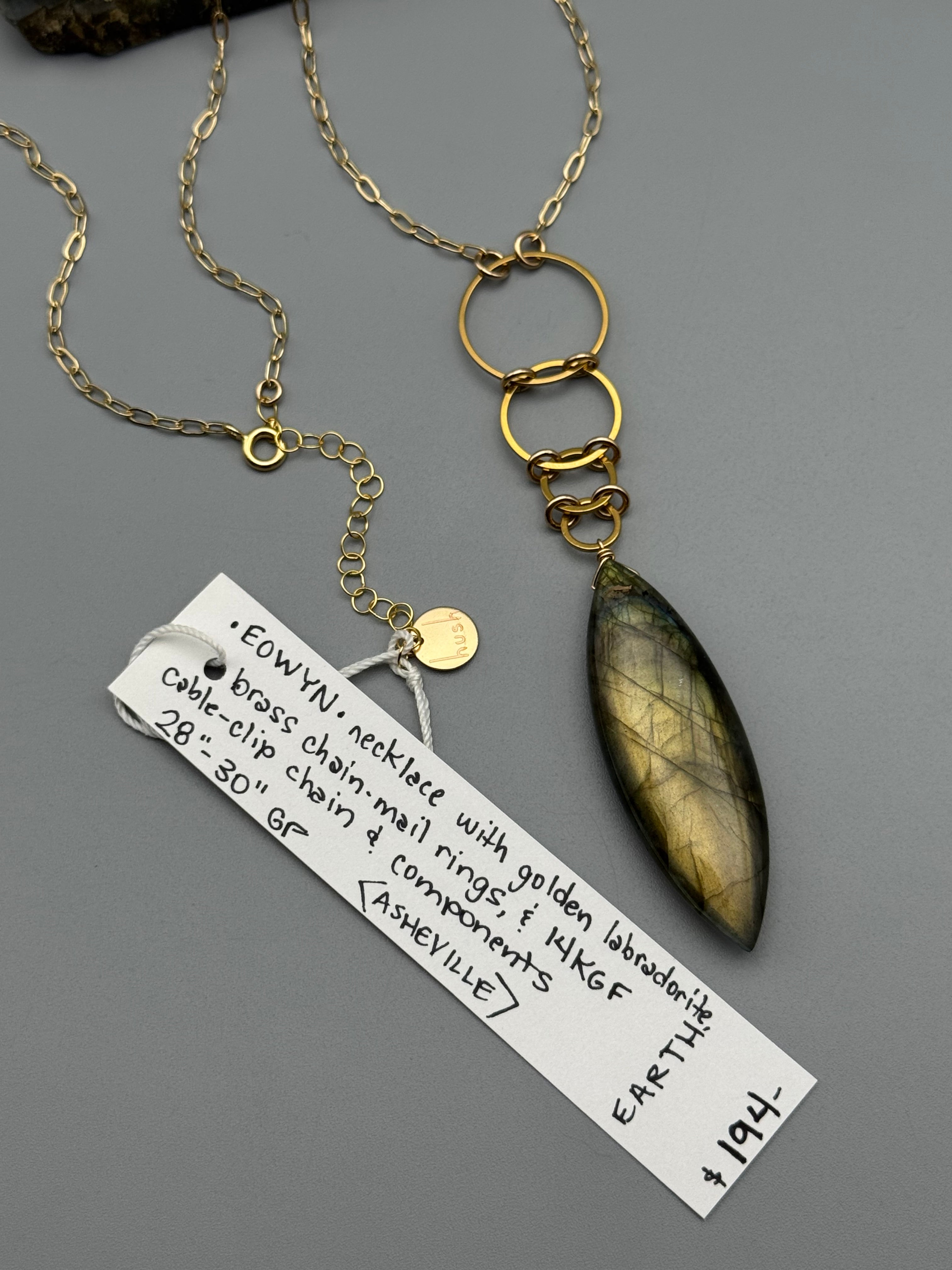 •EOWYN• labradorite + gold necklace (28"-30" long)