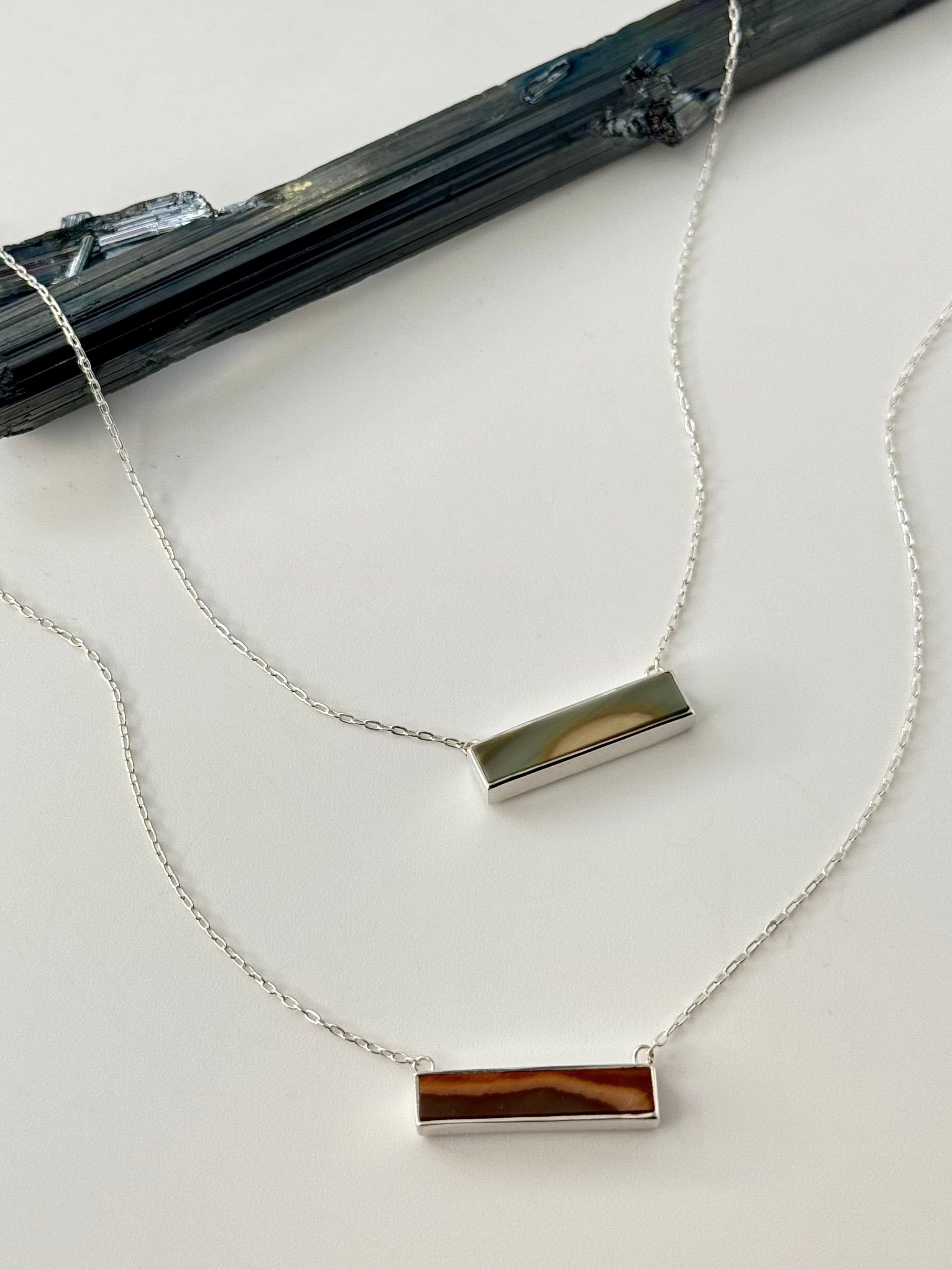 •PETITE BAR• imperial jasper + silver necklace (16"-18" long)